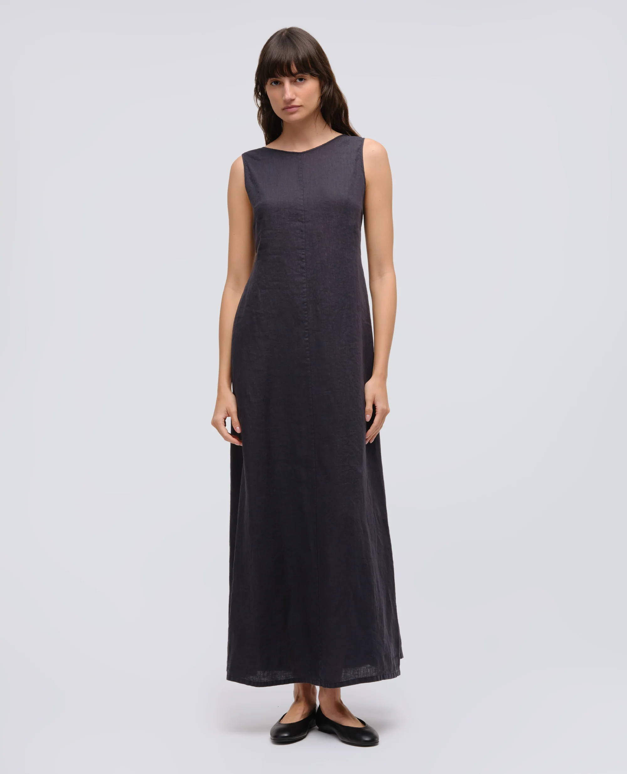ABITO LUNGO IN LINO - NAVY - Image 2