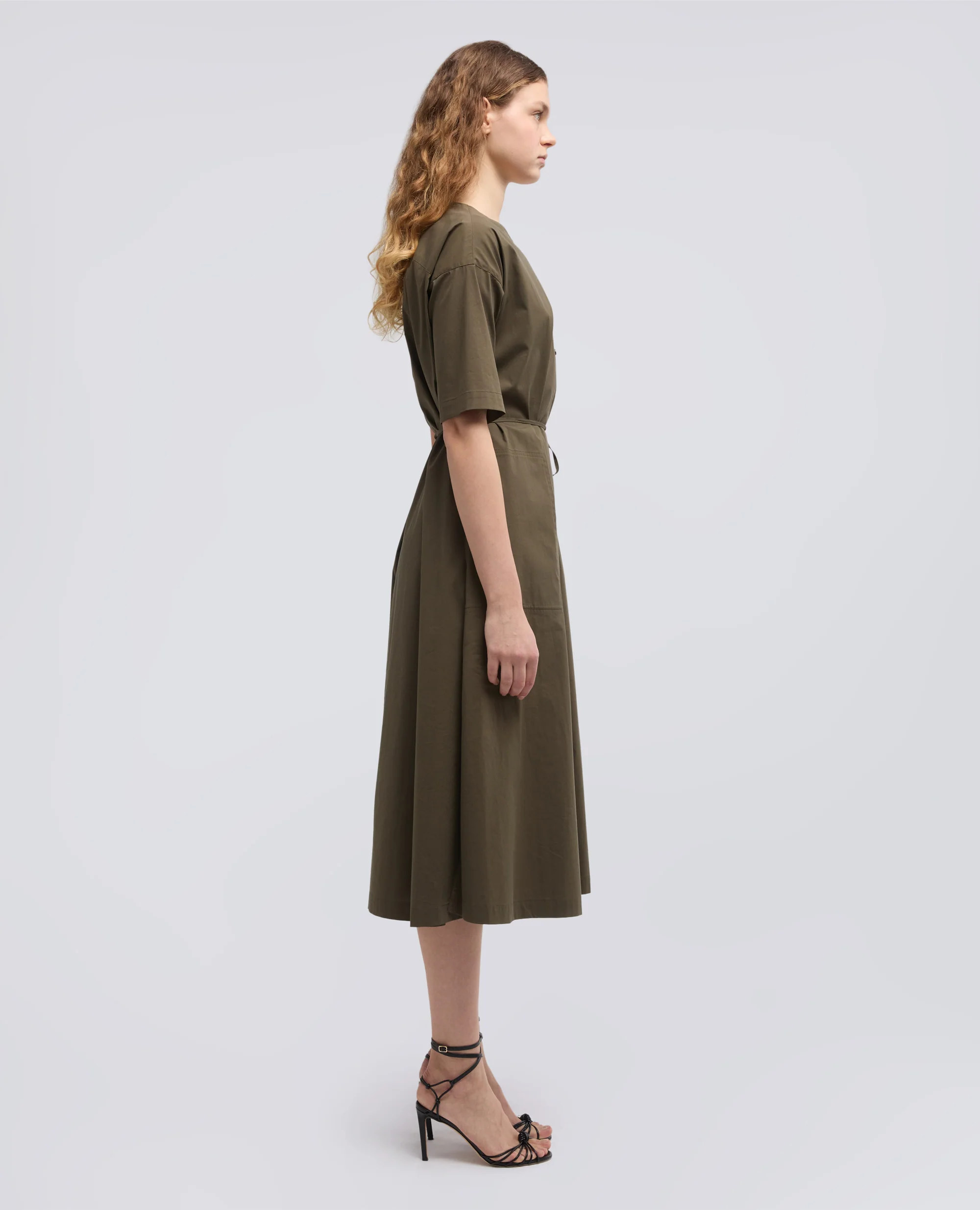 ABITO IN POPELINE DI COTONE E NYLON STRETCH - MILITARE - Image 3