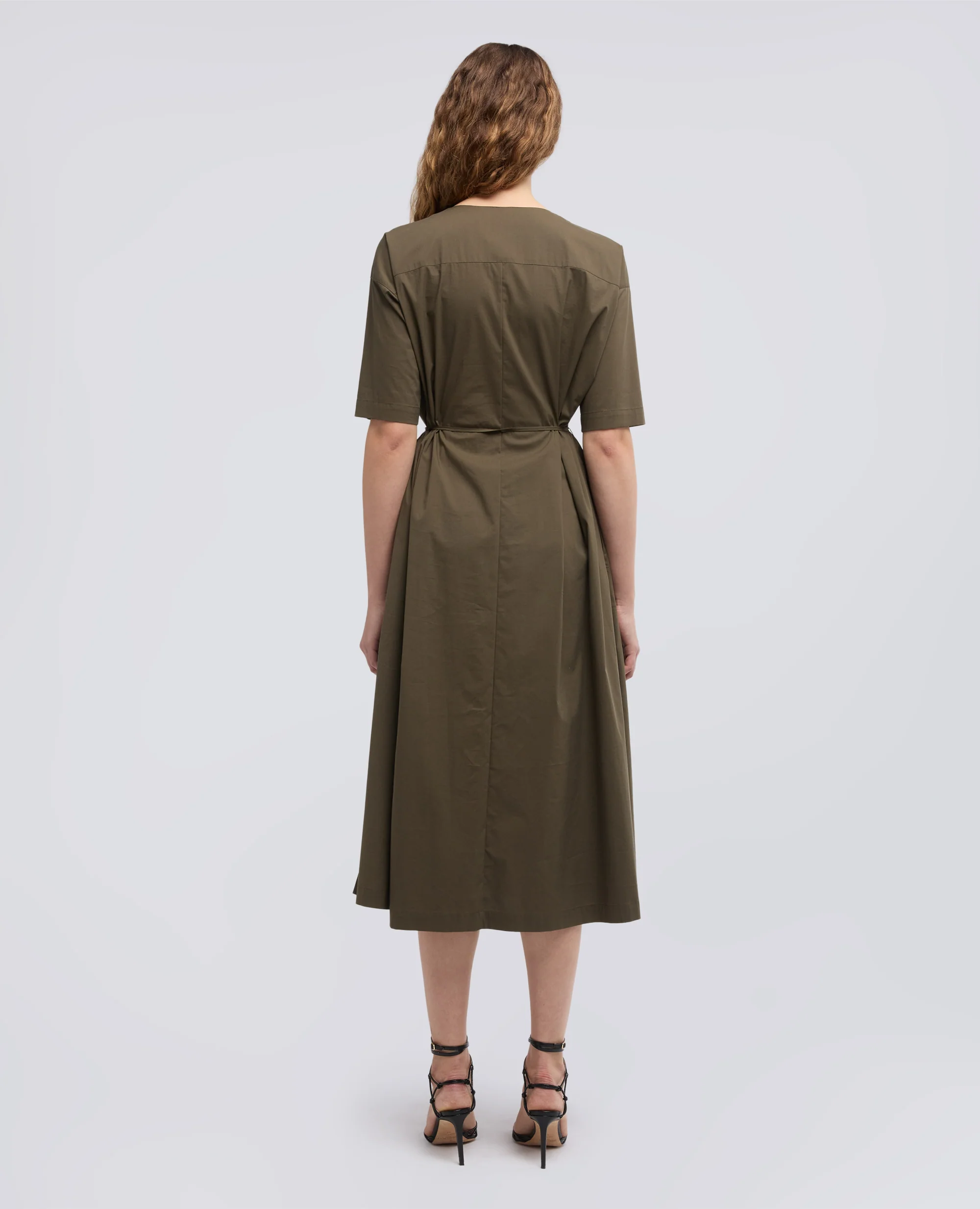 ABITO IN POPELINE DI COTONE E NYLON STRETCH - MILITARE - Image 4