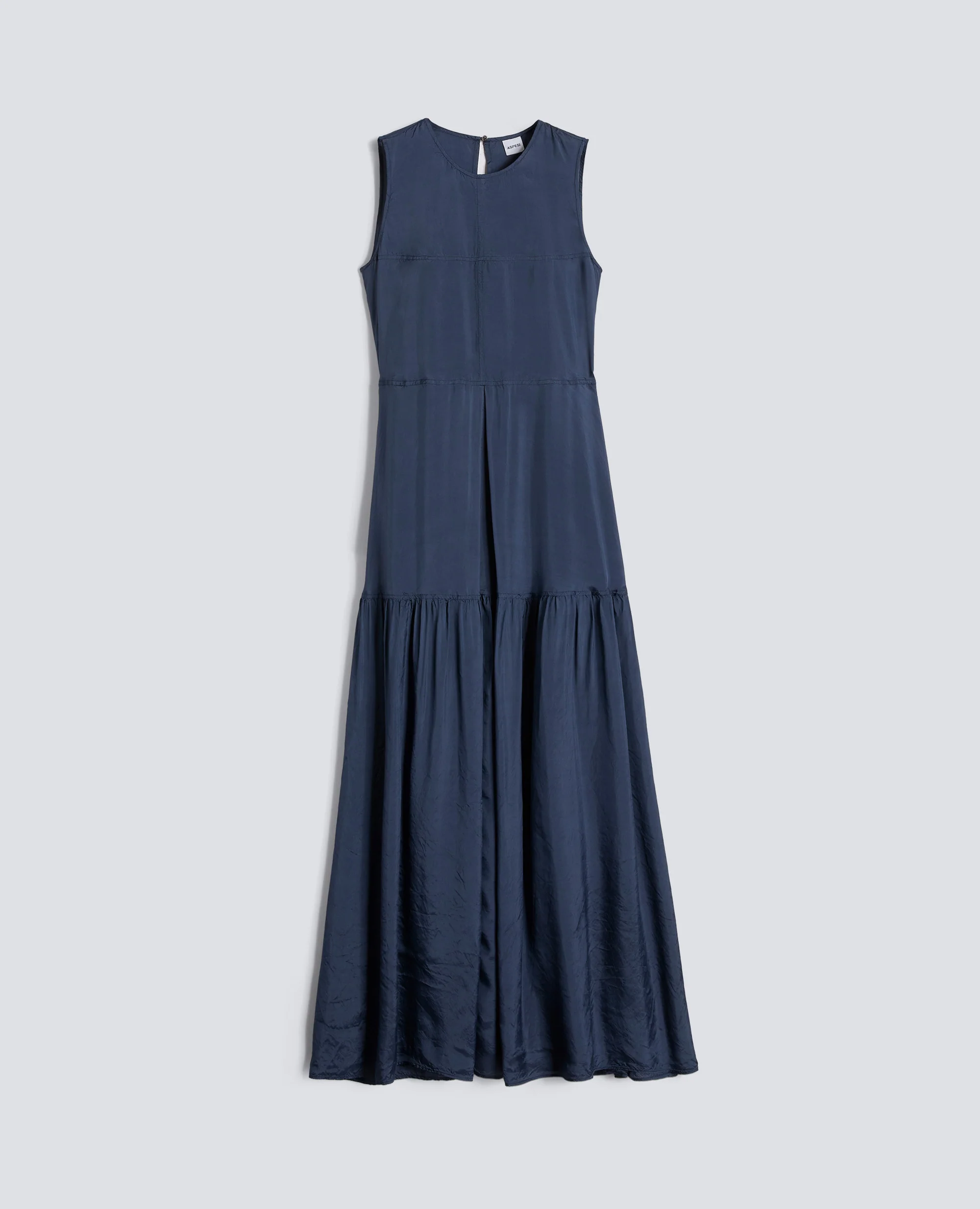 ABITO LUNGO IN TWILL DI VISCOSA FINISSAGGIO LAVATO - BLU