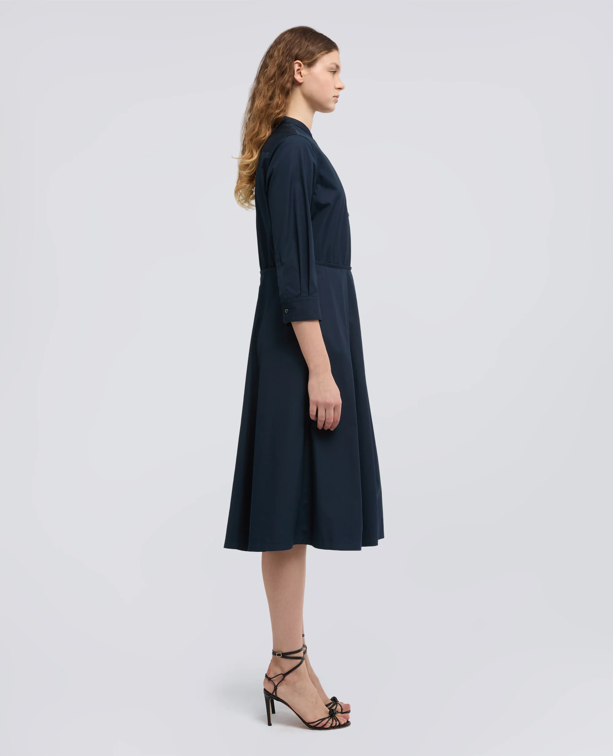 ABITO IN POPELINE DI COTONE - NAVY - Image 4