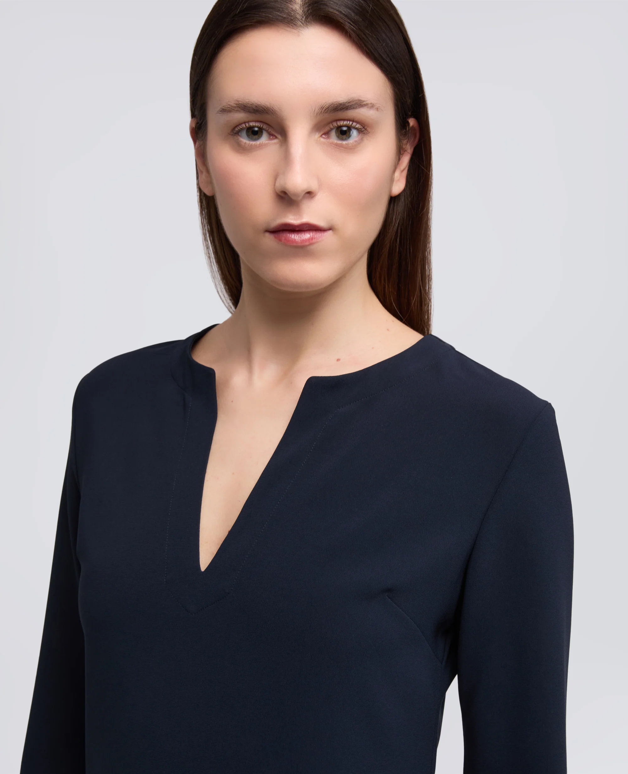 ABITO IN CADY CREPE IN TRIACETATO E POLIESTERE - NAVY - Image 4