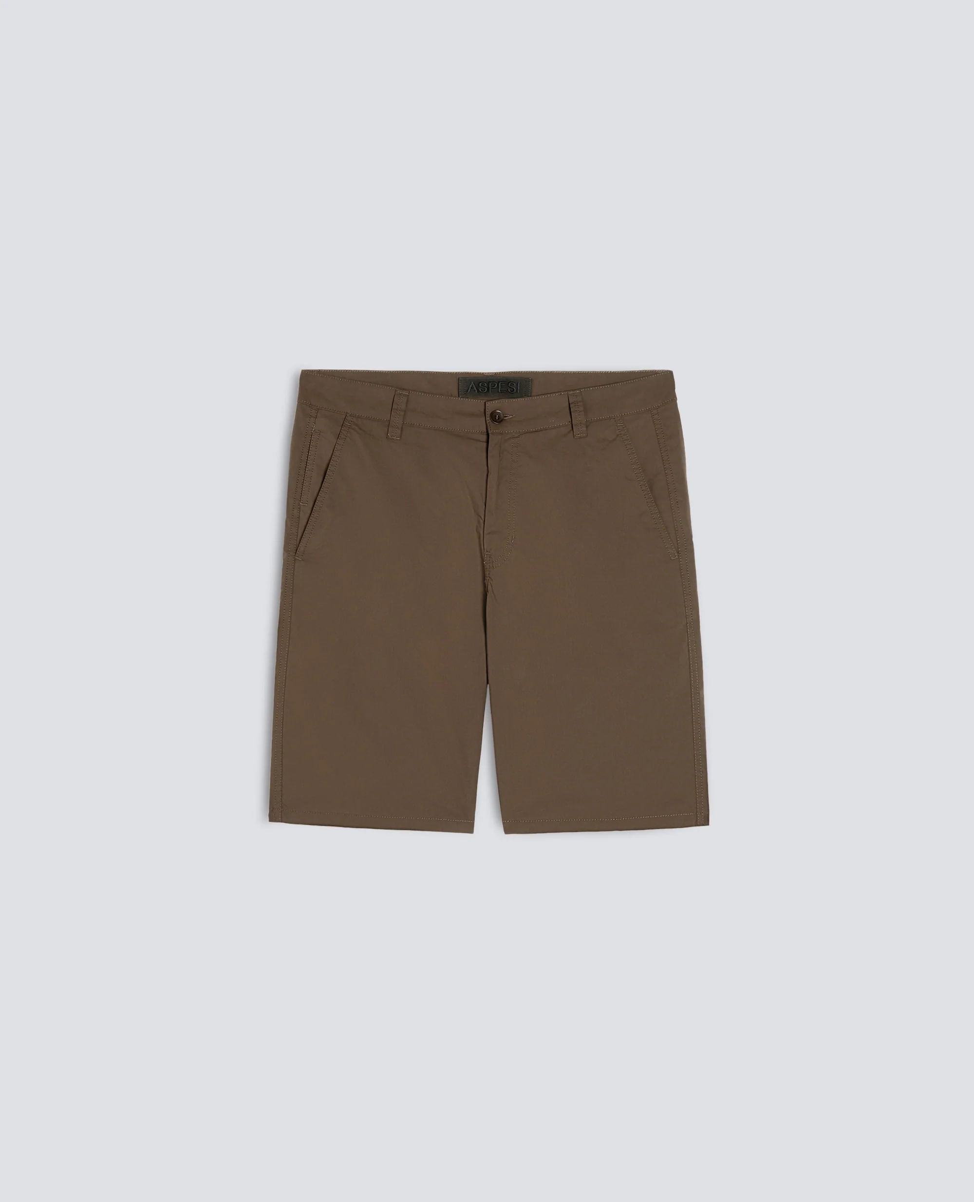 BERMUDA CHINO IN POPELINE DI COTONE E NYLON - MILITARE
