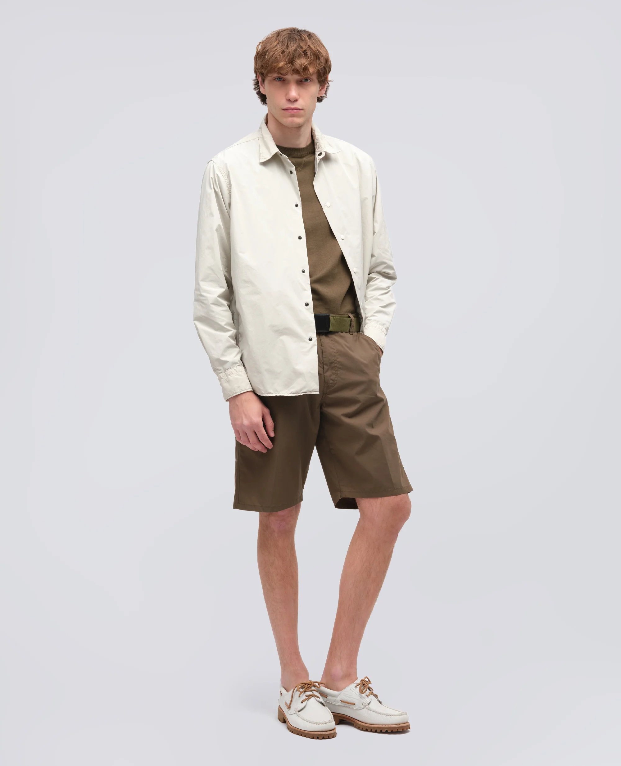 BERMUDA CHINO IN POPELINE DI COTONE E NYLON - MILITARE - Image 2