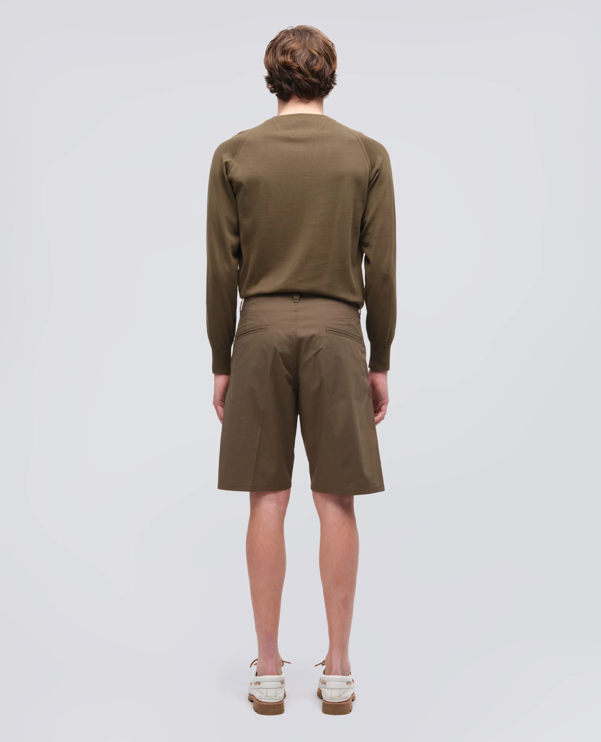 BERMUDA CHINO IN POPELINE DI COTONE E NYLON - MILITARE - Image 3