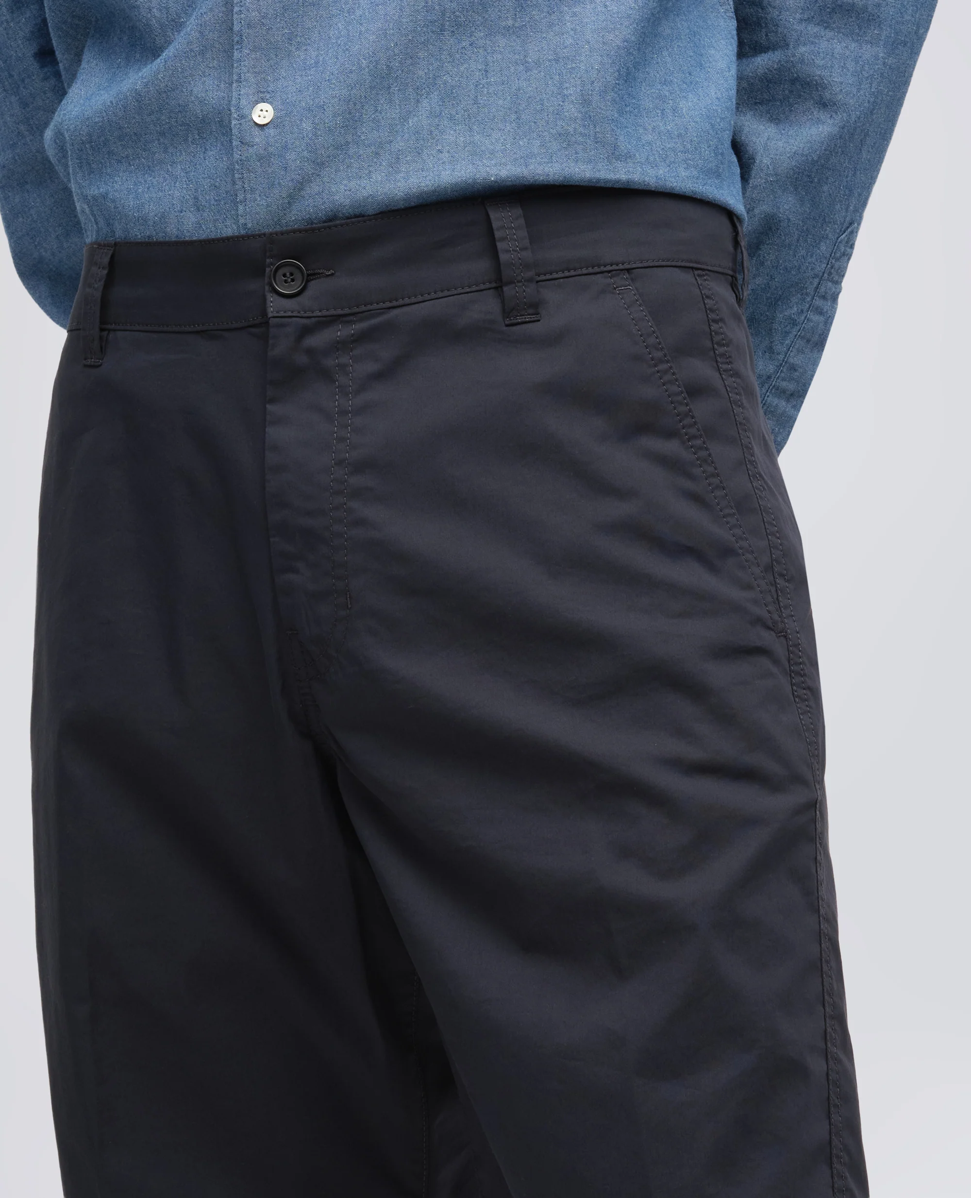 BERMUDA CHINO IN POPELINE DI COTONE E NYLON - NAVY - Image 4