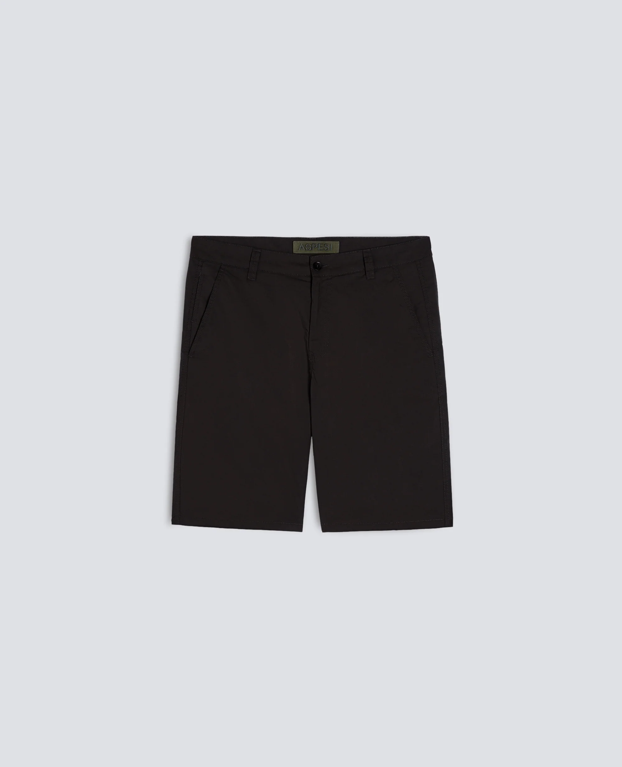 BERMUDA CHINO IN POPELINE DI COTONE E NYLON - NERO