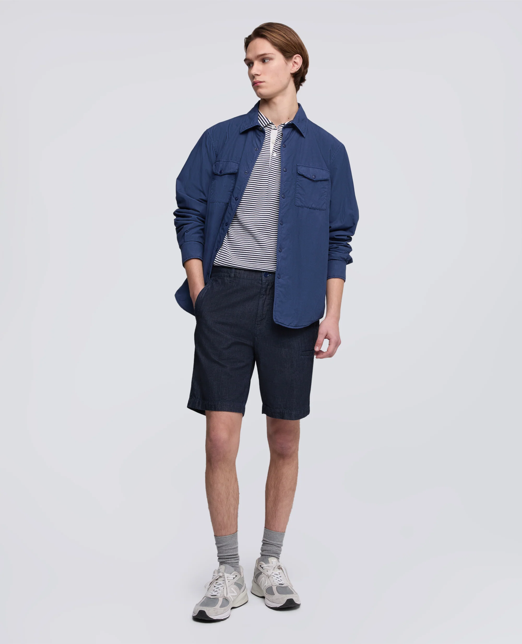 BERMUDA IN DENIM DI COTONE LEGGERO - DENIM SCURO - Image 2