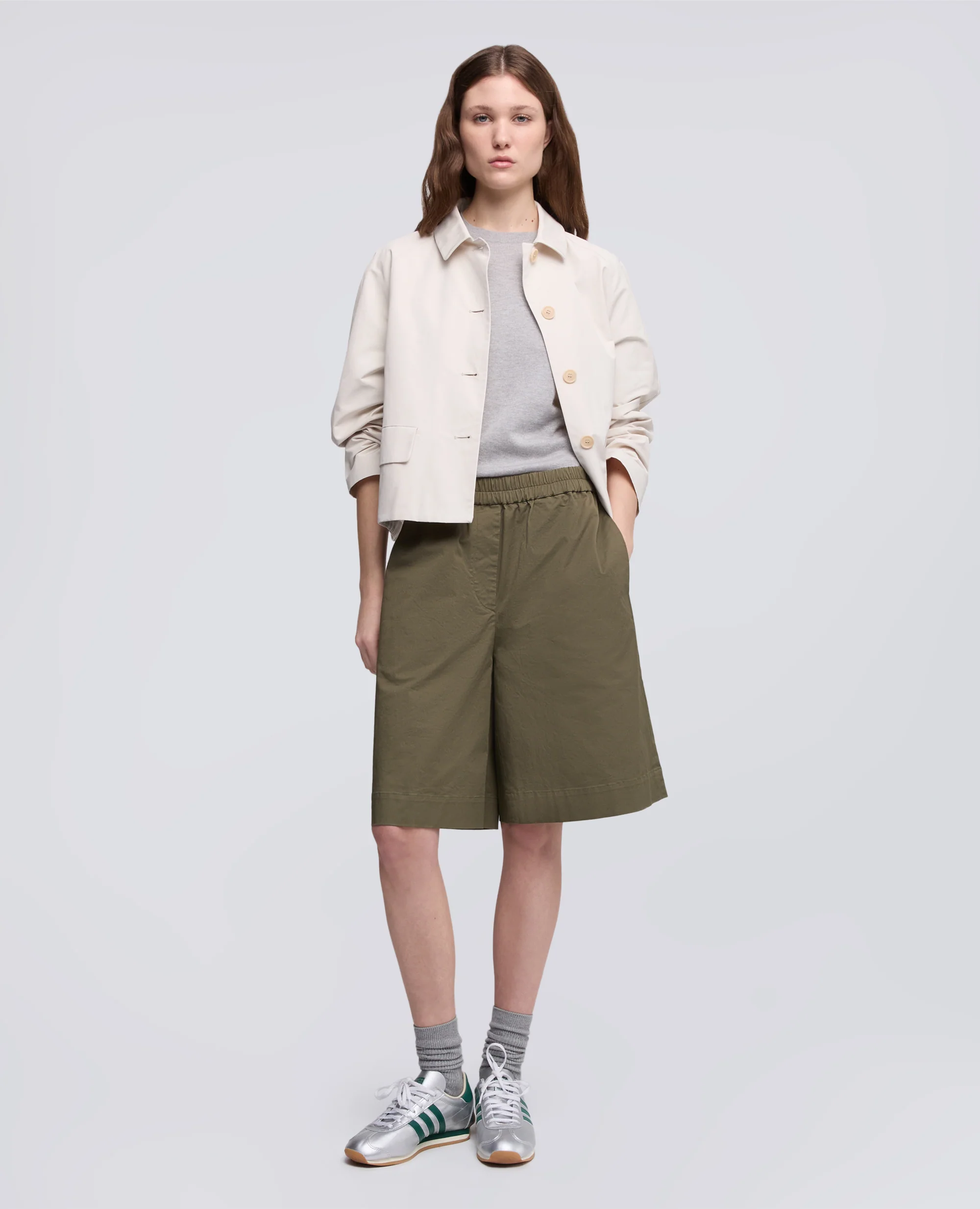 BERMUDA IN TWILL DI COTONE STRETCH - MILITARE - Image 2