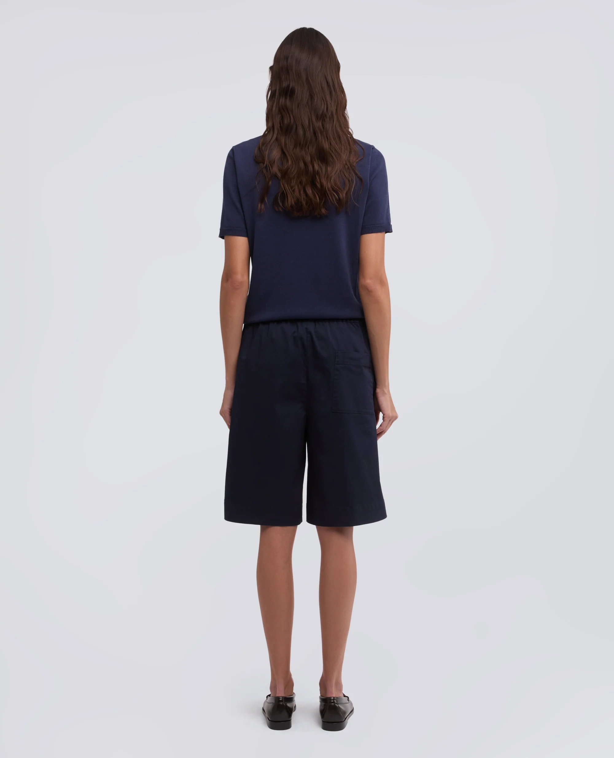 BERMUDA IN TWILL DI COTONE STRETCH - NAVY - Image 3