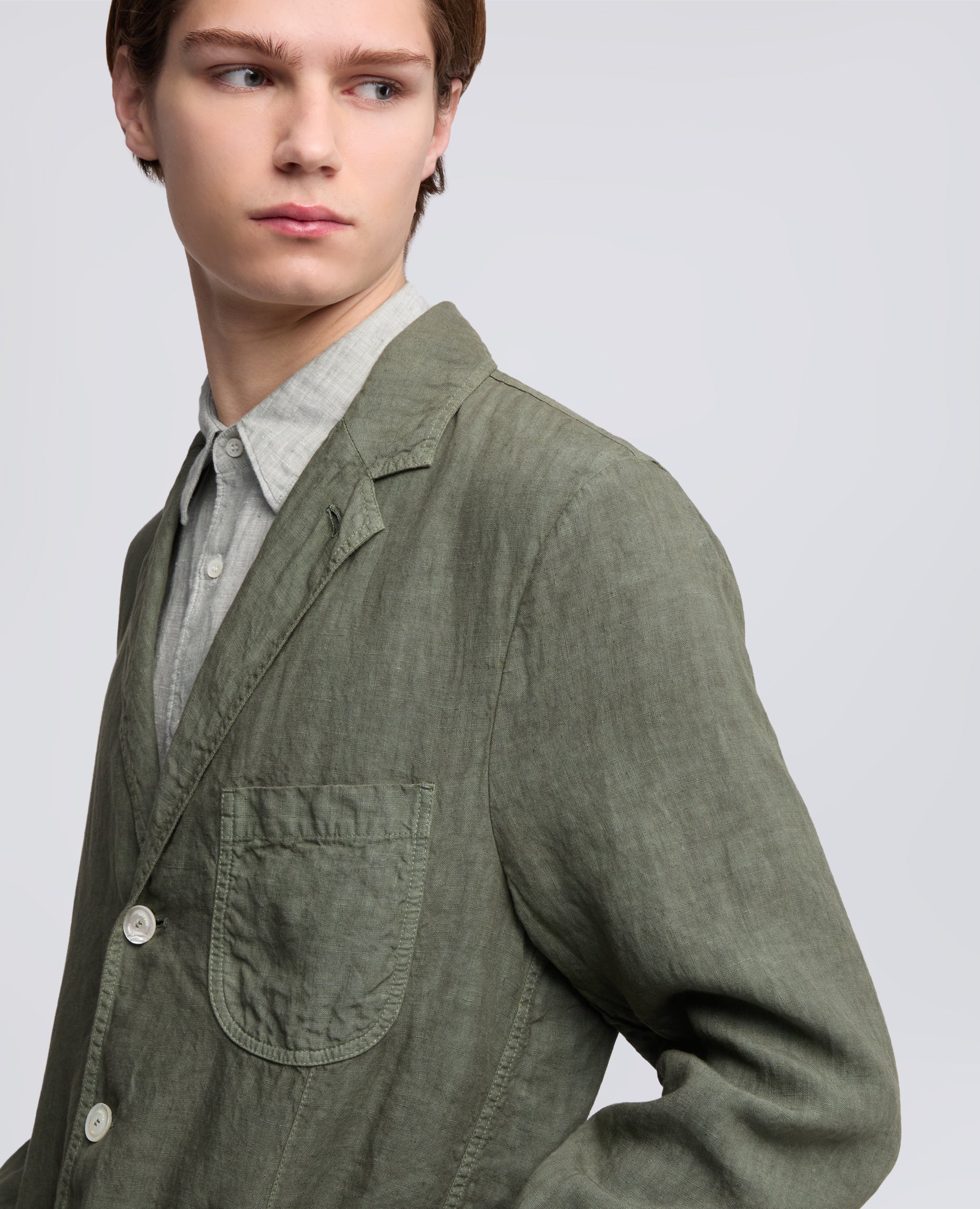 BLAZER SFODERATO IN LINO - VERDE - Image 4