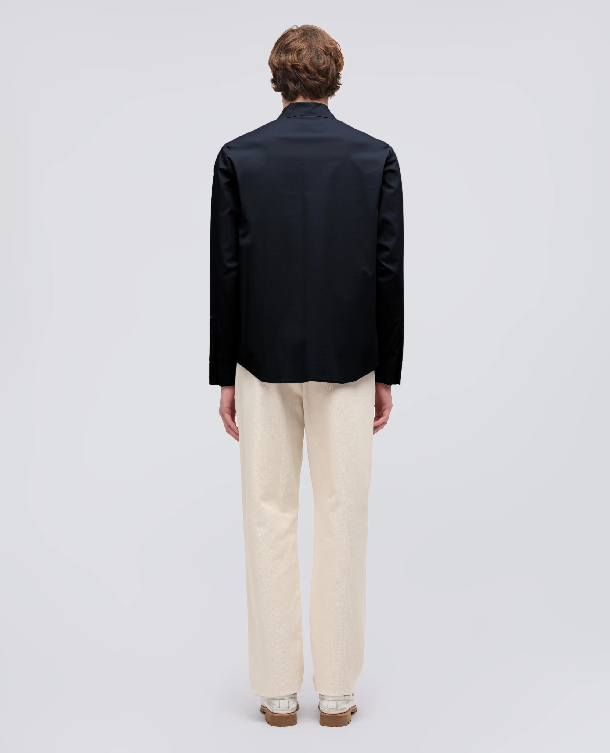 CAMICIA IN POPELINE COTONE-NYLON STRETCH - NAVY - Image 3