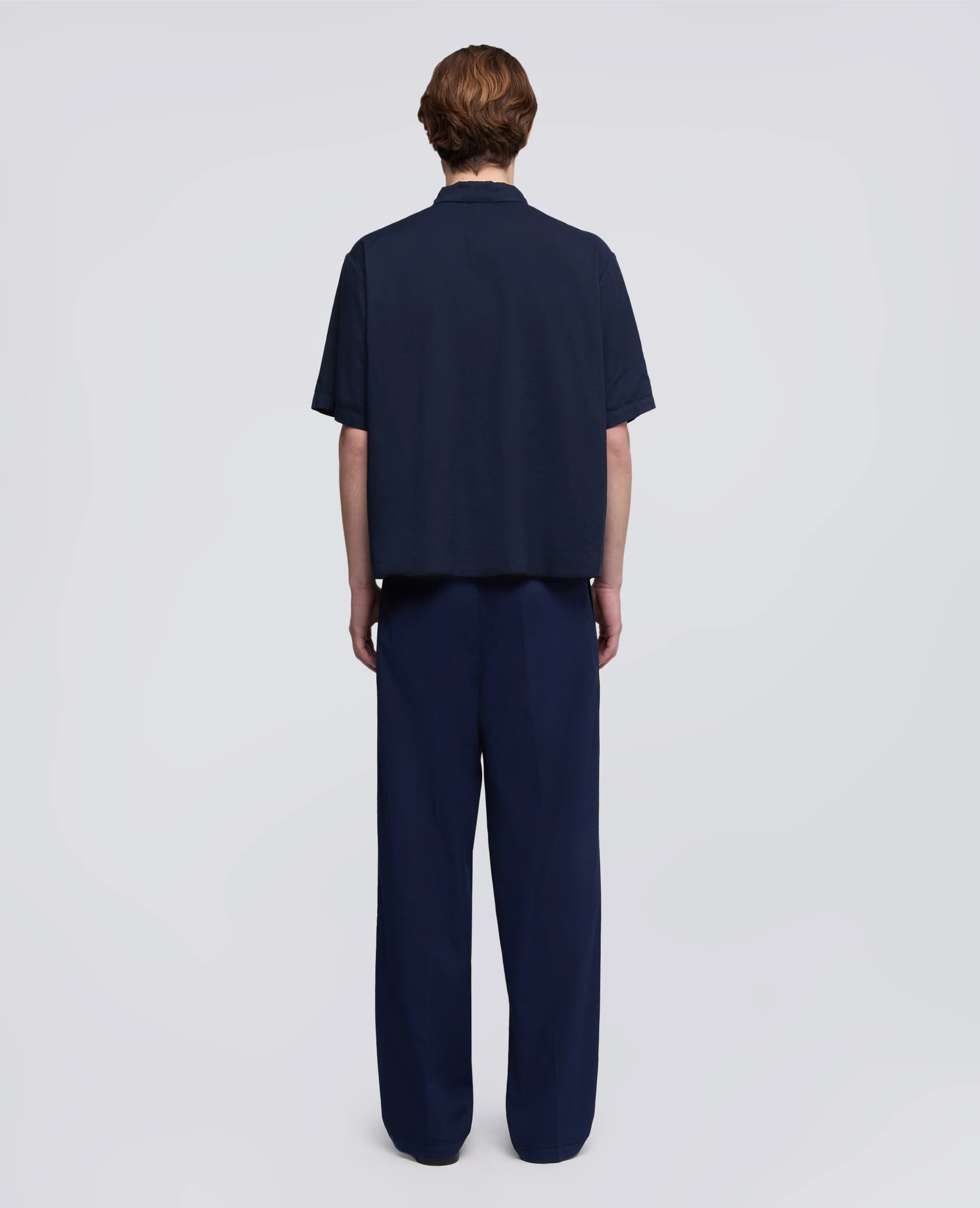 CAMICIA BOWLING IN VOILE DI COTONE - NAVY - Image 3