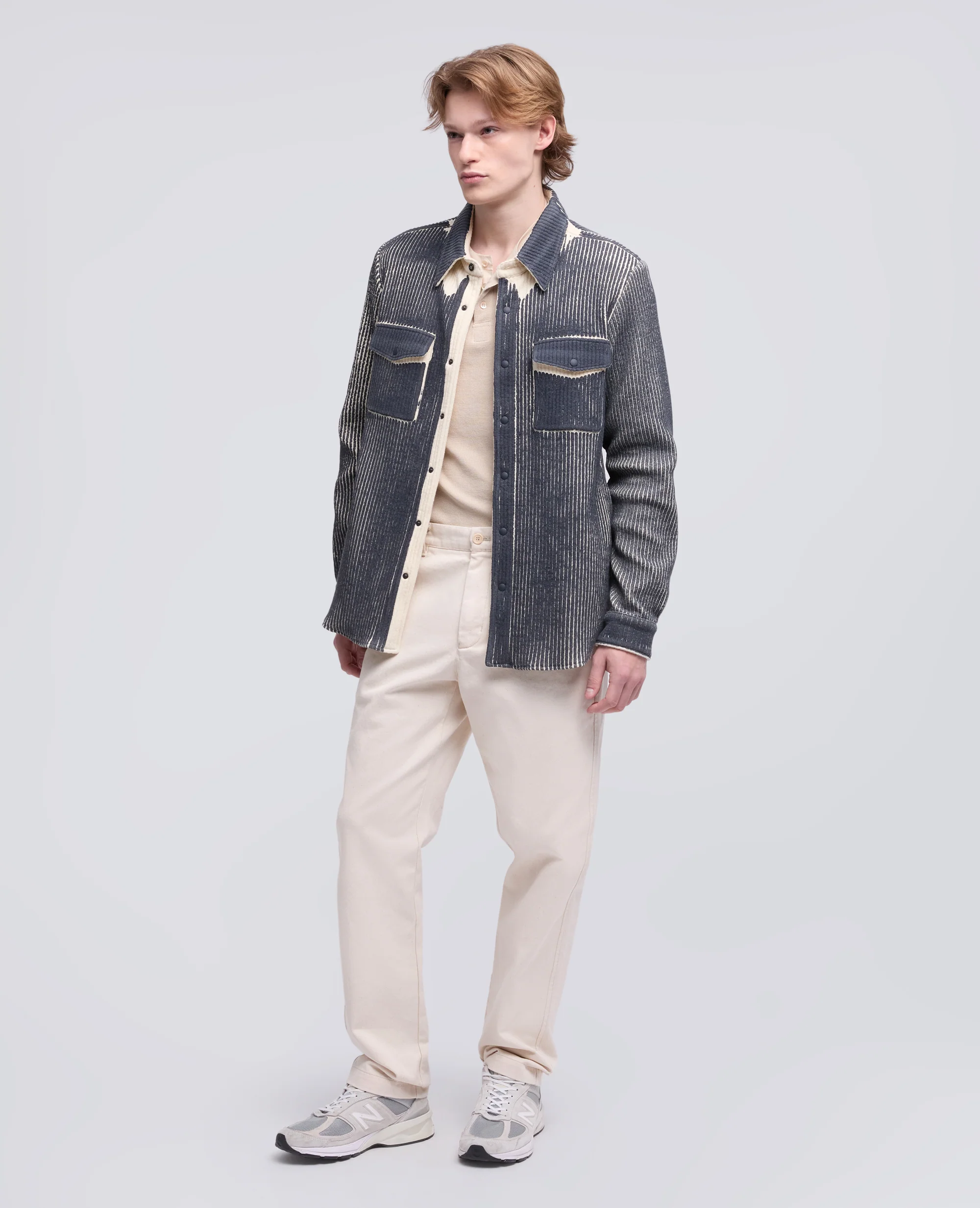 CAMICIA LIMITED EDITION NABA X ASPESI A COSTE IN MISTO LANA E CASHMERE PLACCATO - NATURALE - Image 5