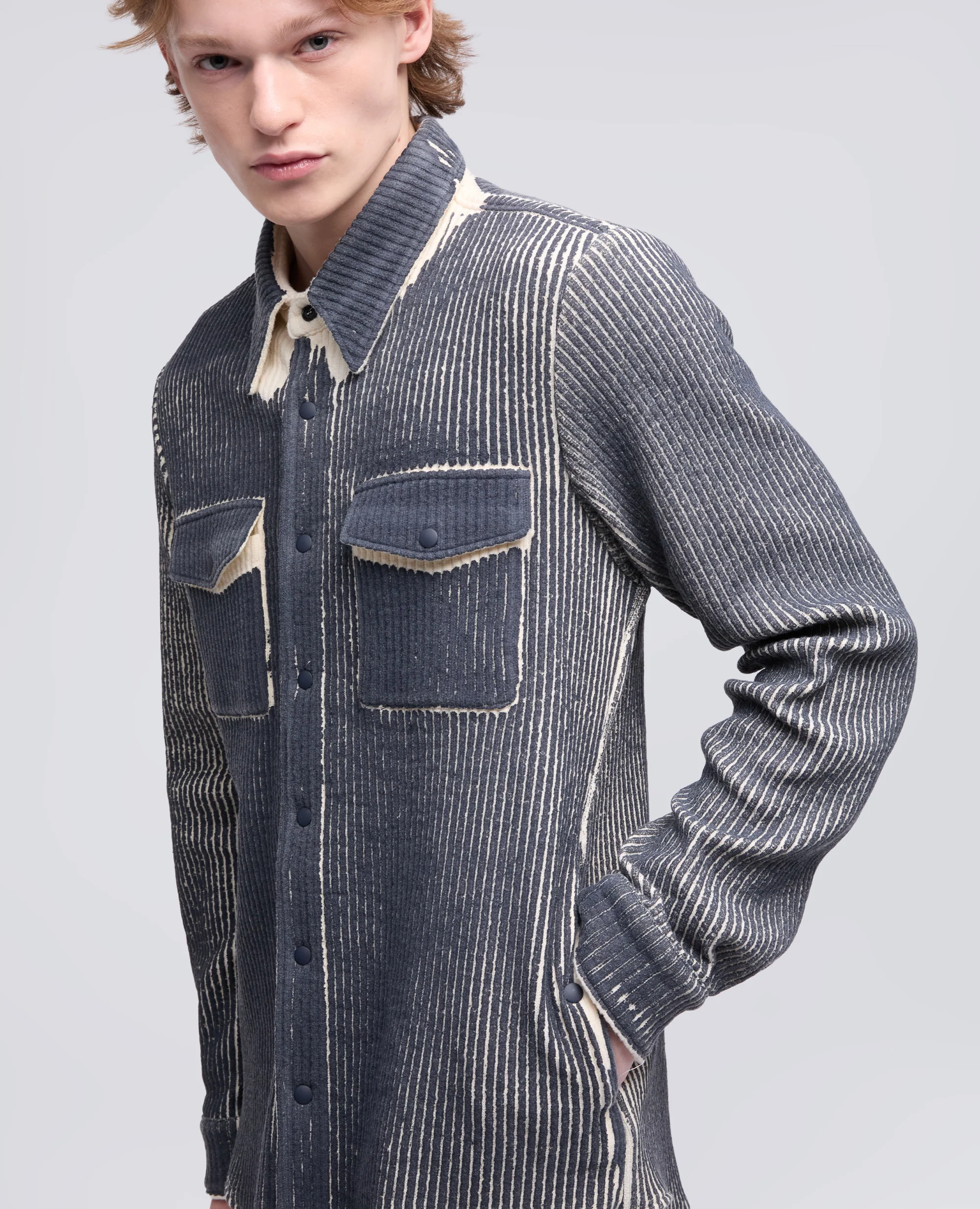 CAMICIA LIMITED EDITION NABA X ASPESI A COSTE IN MISTO LANA E CASHMERE PLACCATO - NATURALE - Image 7