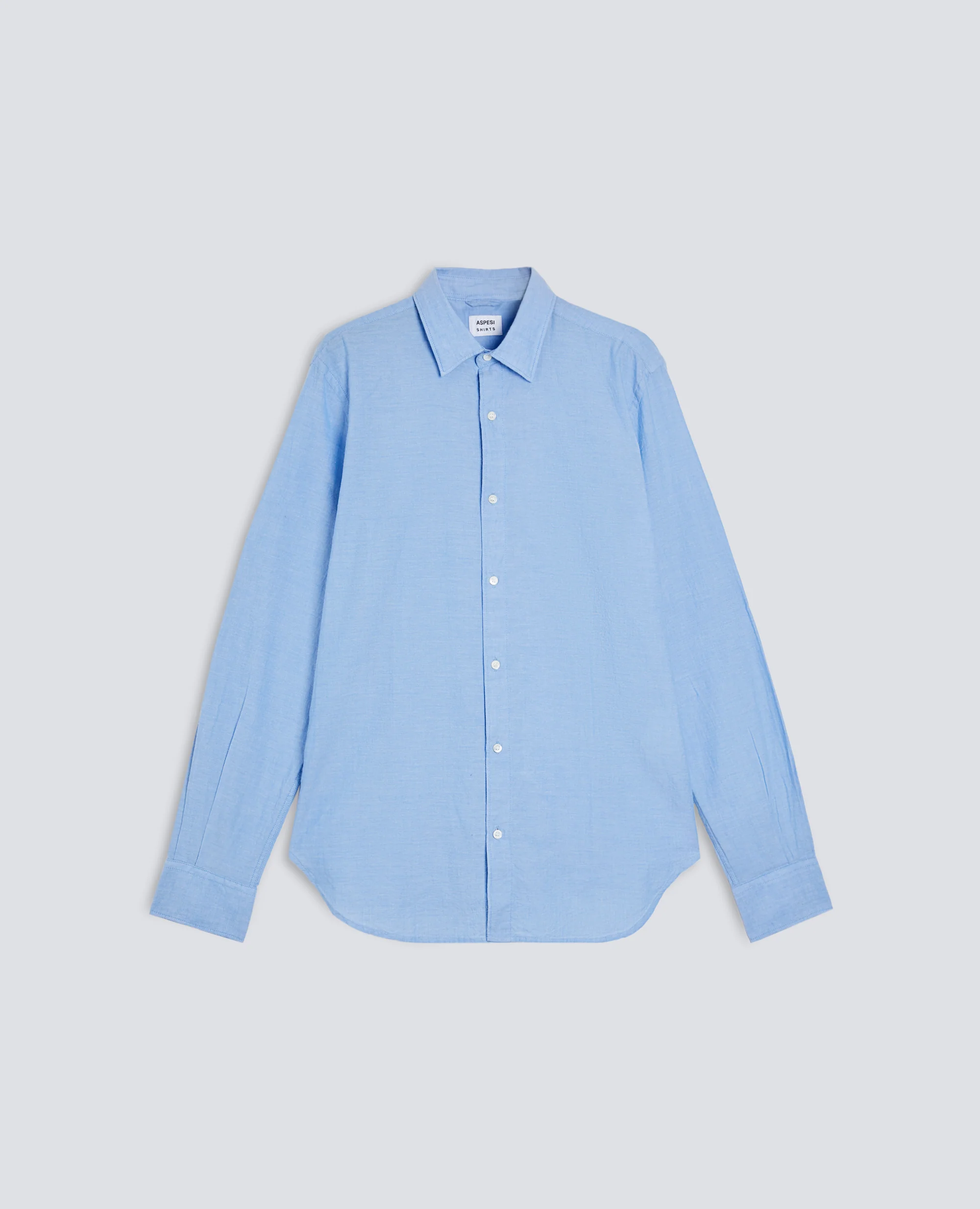 CAMICIA CLASSICA IN CHAMBRAY DI COTONE LEGGERO INDIANO - AZZURRO