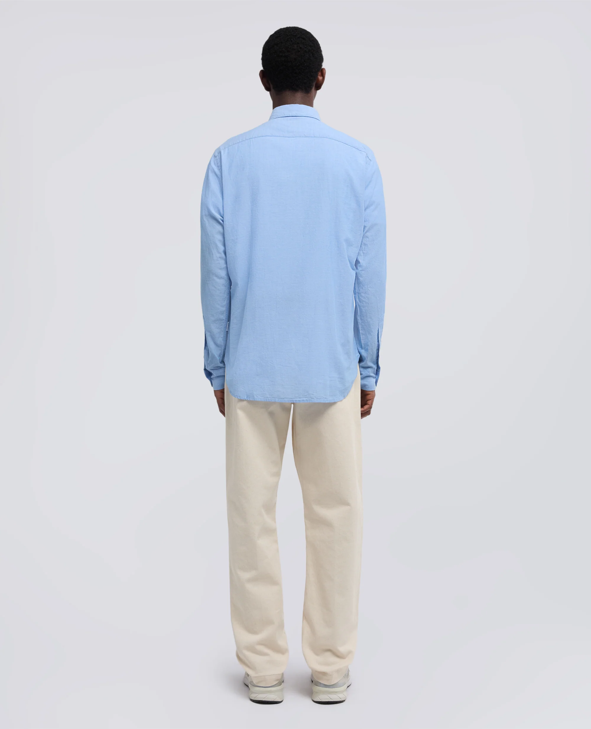 CAMICIA CLASSICA IN CHAMBRAY DI COTONE LEGGERO INDIANO - AZZURRO - Image 3