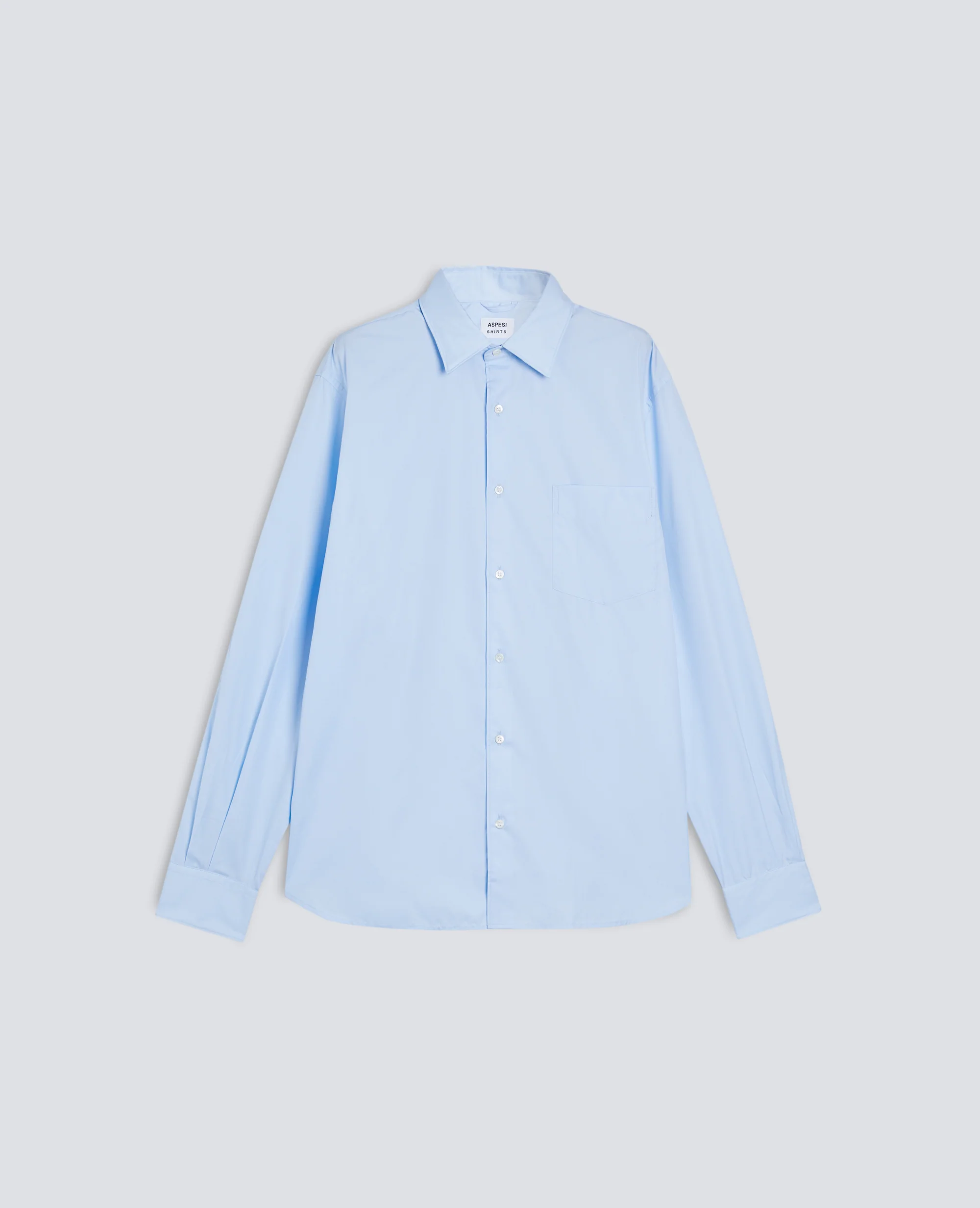 CAMICIA CLASSICA IN COTONE CON TASCHINO - AZZURRO