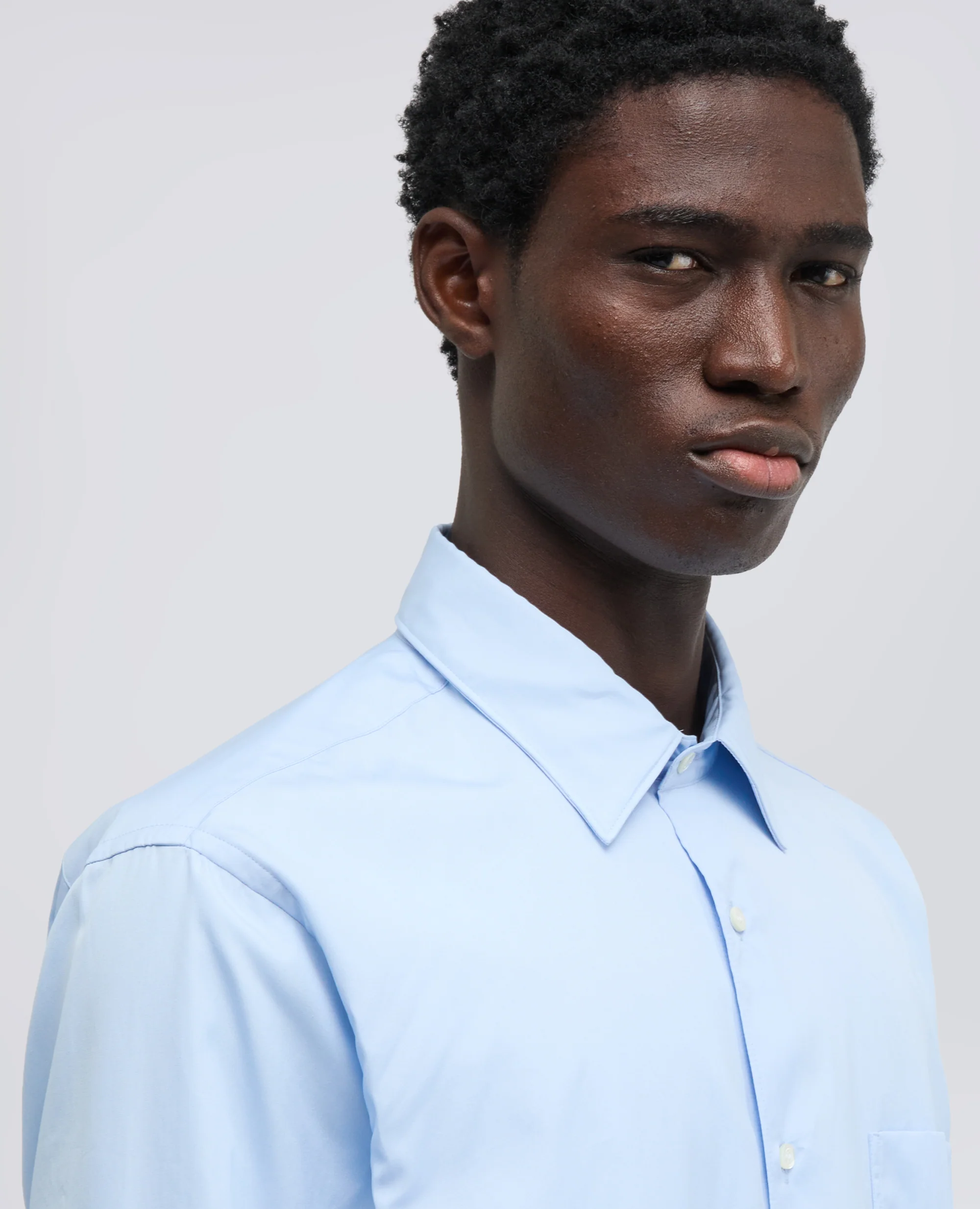 CAMICIA CLASSICA IN COTONE CON TASCHINO - AZZURRO - Image 4