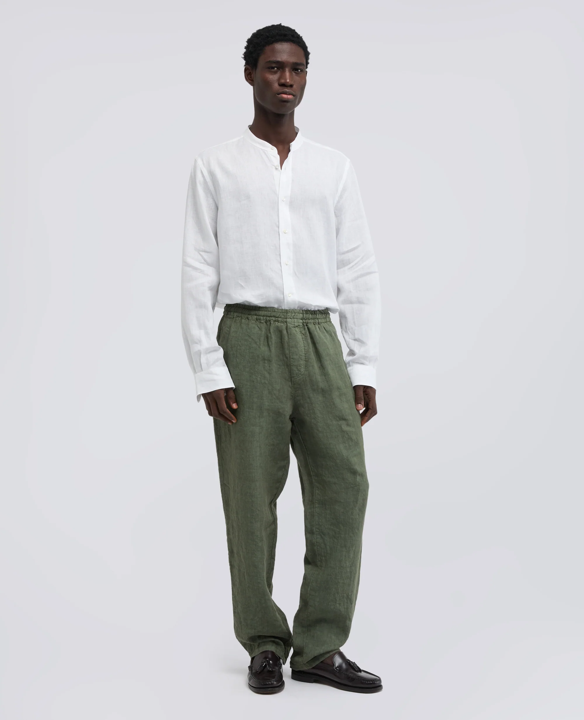 CAMICIA COREANA IN LINO LEGGERO - BIANCO - Image 2