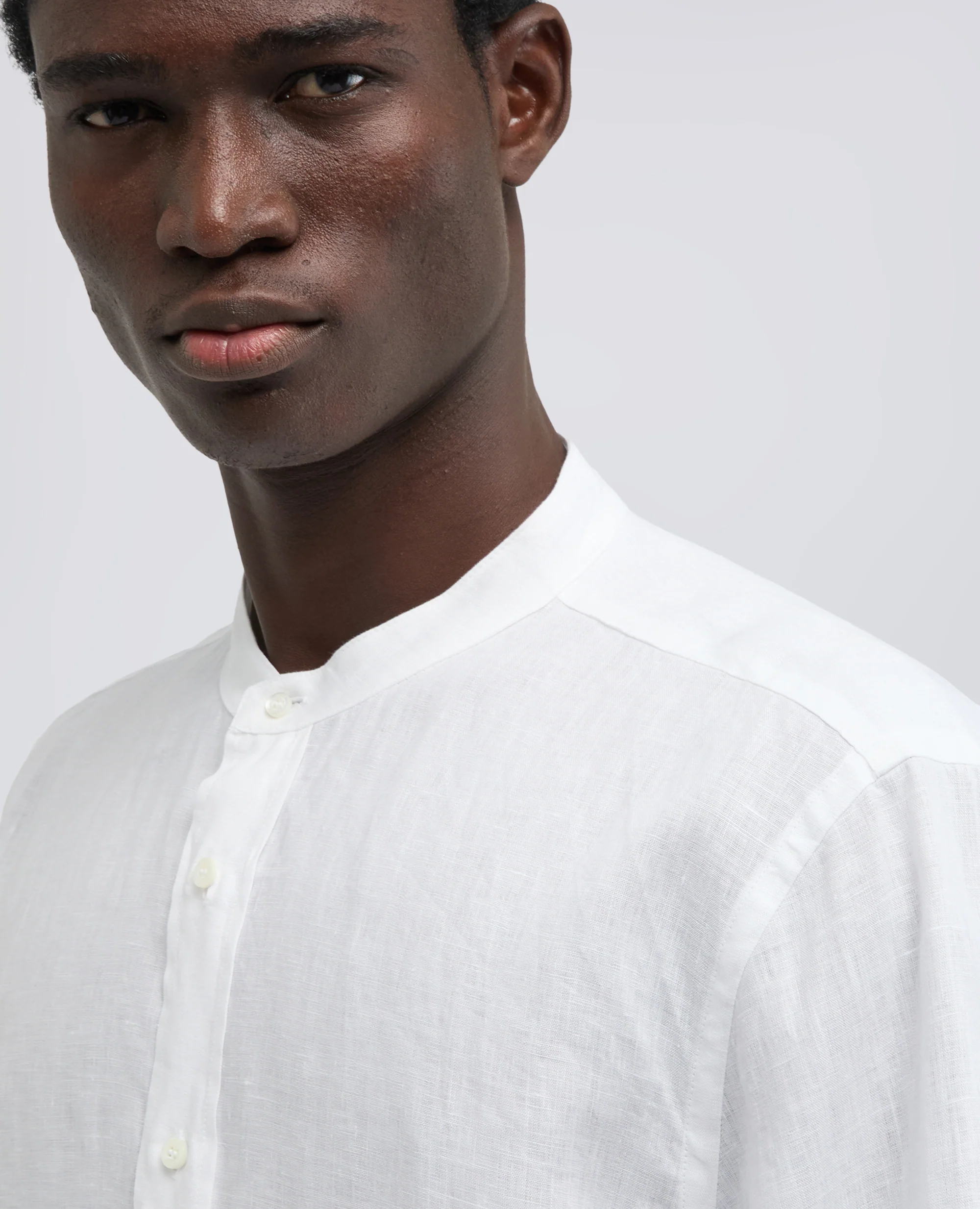 CAMICIA COREANA IN LINO LEGGERO - BIANCO - Image 4