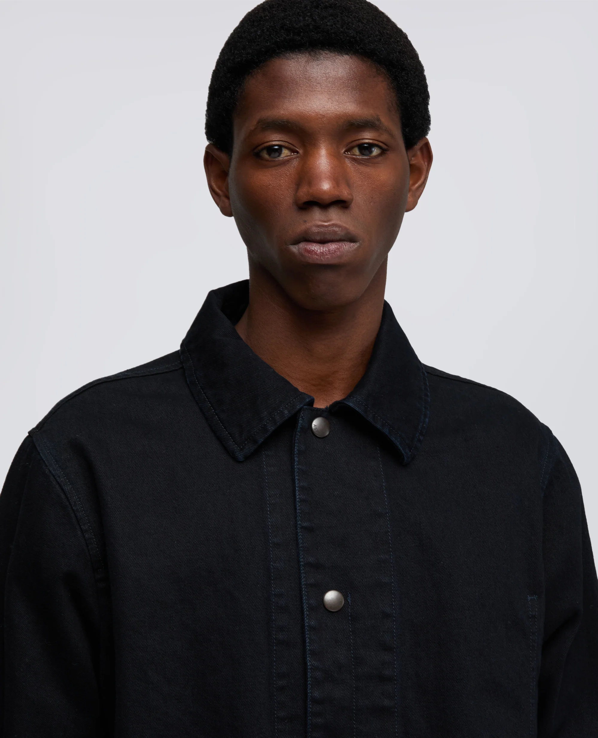 CAMICIA A GIACCA IN DENIM DI COTONE E POLIESTERE - DENIM SCURO - Image 4