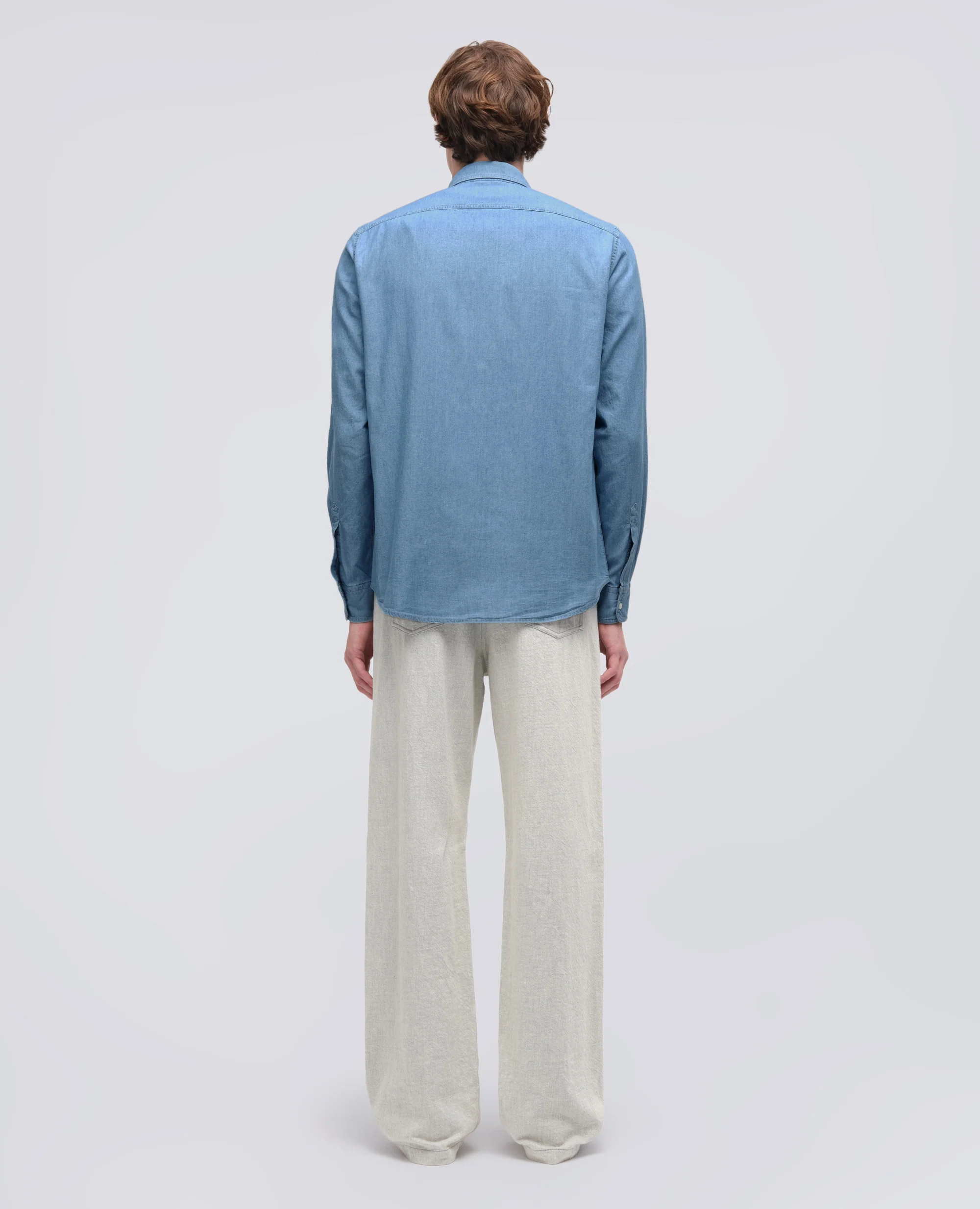 CAMICIA DA LAVORO NEW C SLIM IN CHAMBRAY DI COTONE - DENIM CHIARO - Image 3