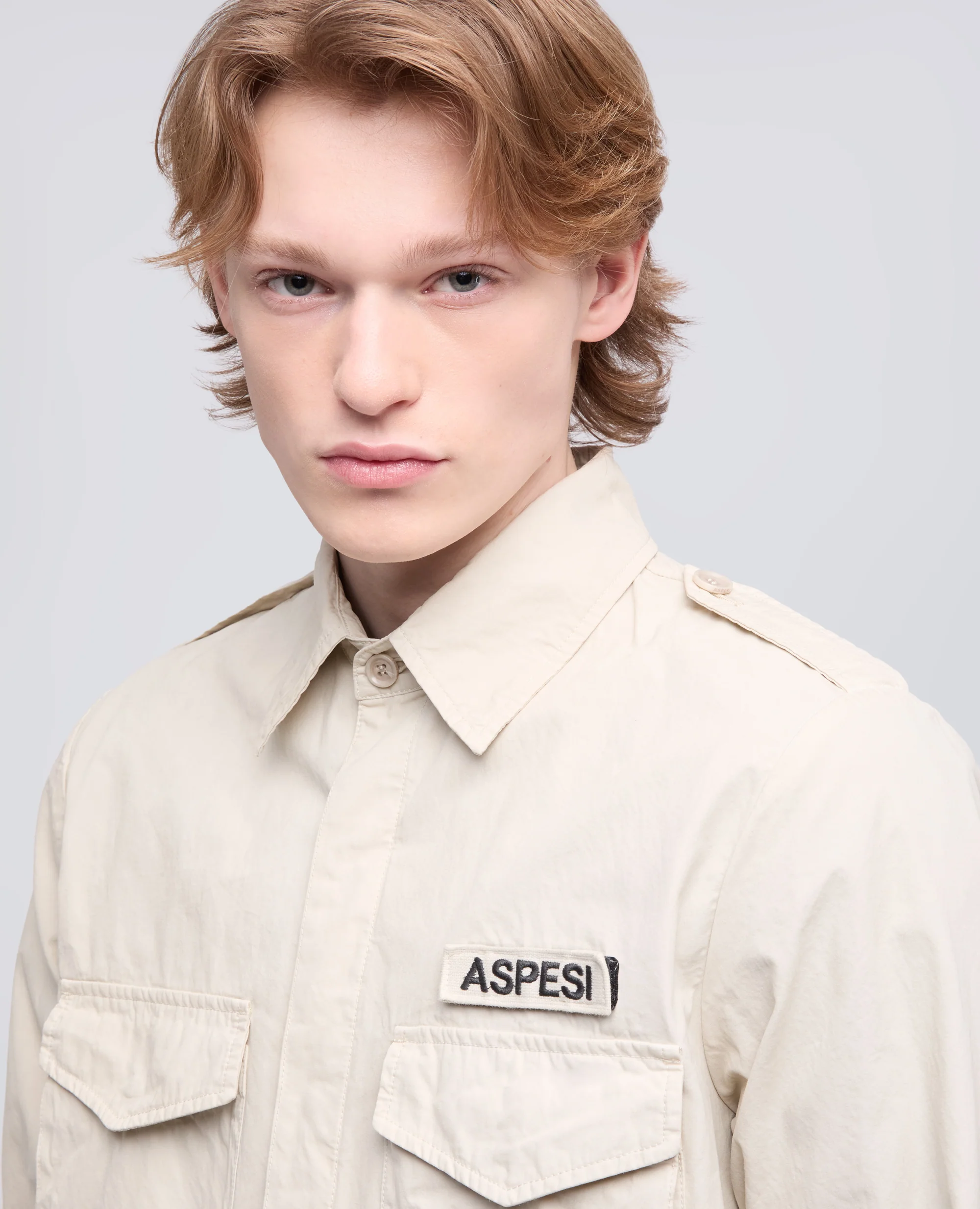CAMICIA MILITARE IN COTONE - SASSO - Image 4