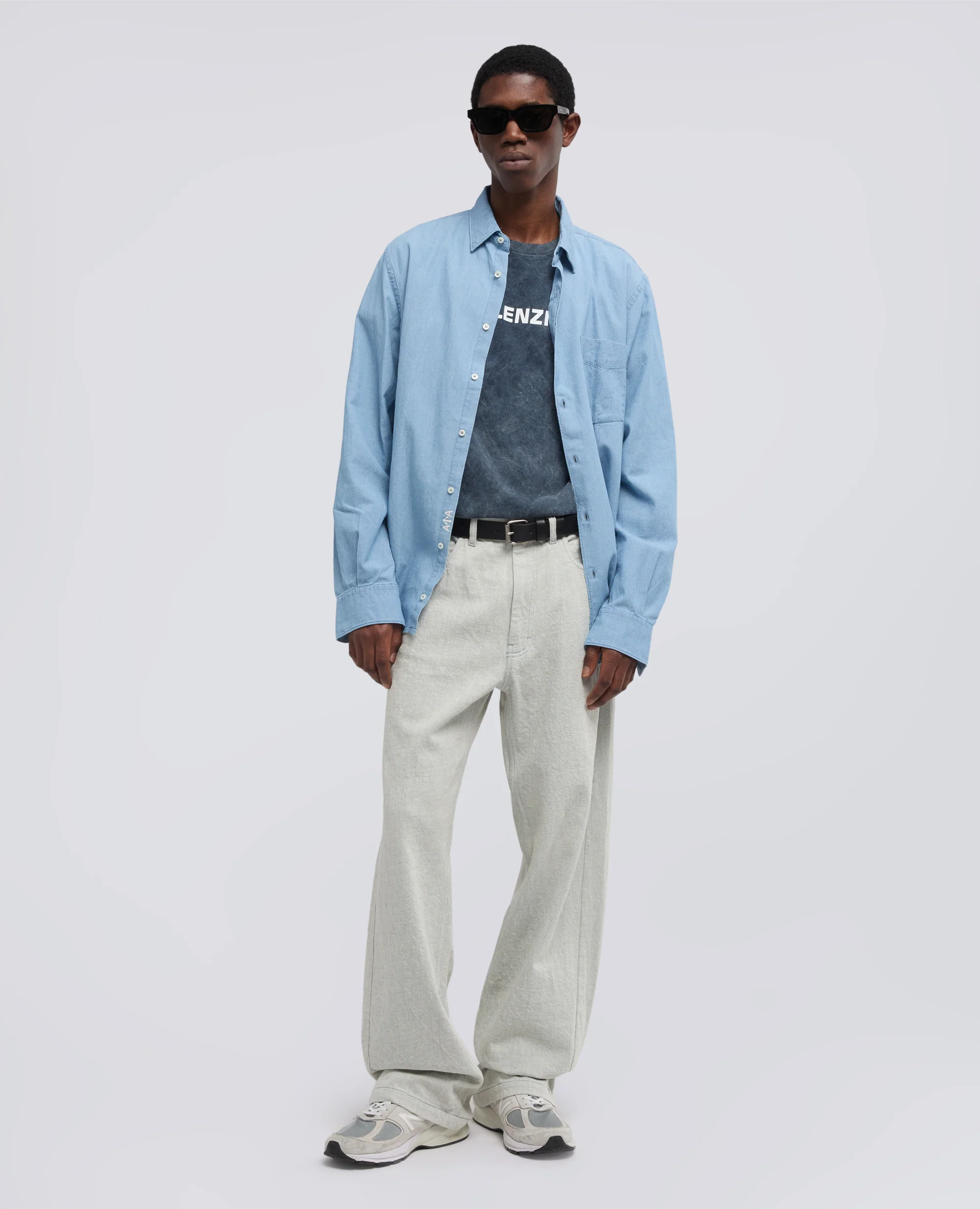 CAMICIA IN CHAMBRAY DI COTONE GIAPPONESE - DENIM CHIARO - Image 2