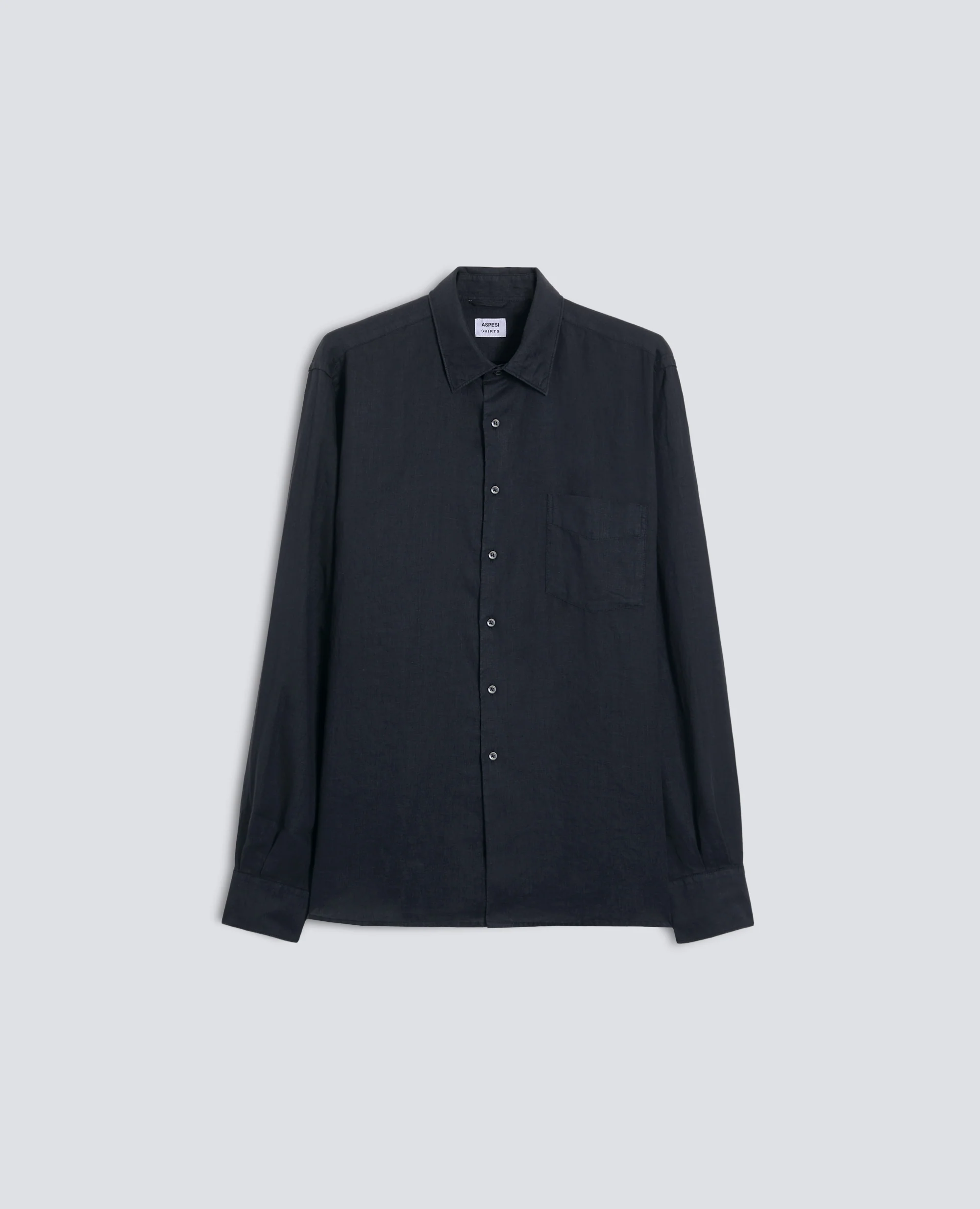 CAMICIA IN LINO LEGGERO CON TASCHINO - NAVY