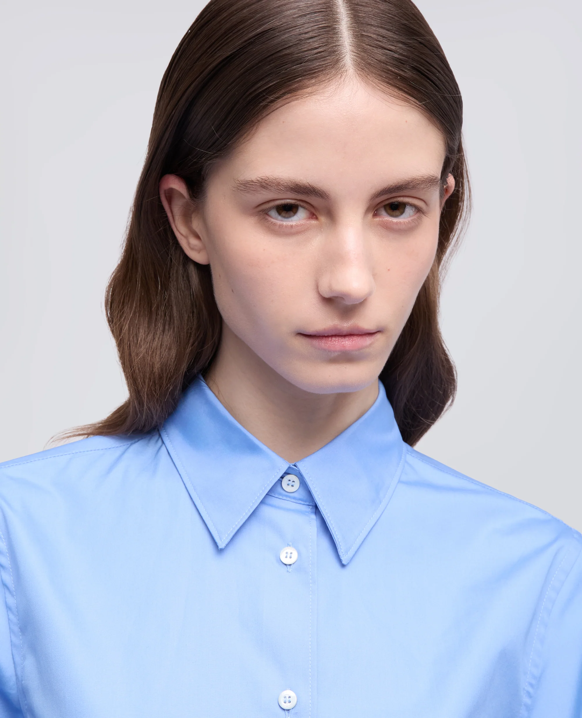 CAMICIA IN POPELINE DI COTONE - AZZURRO - Image 4