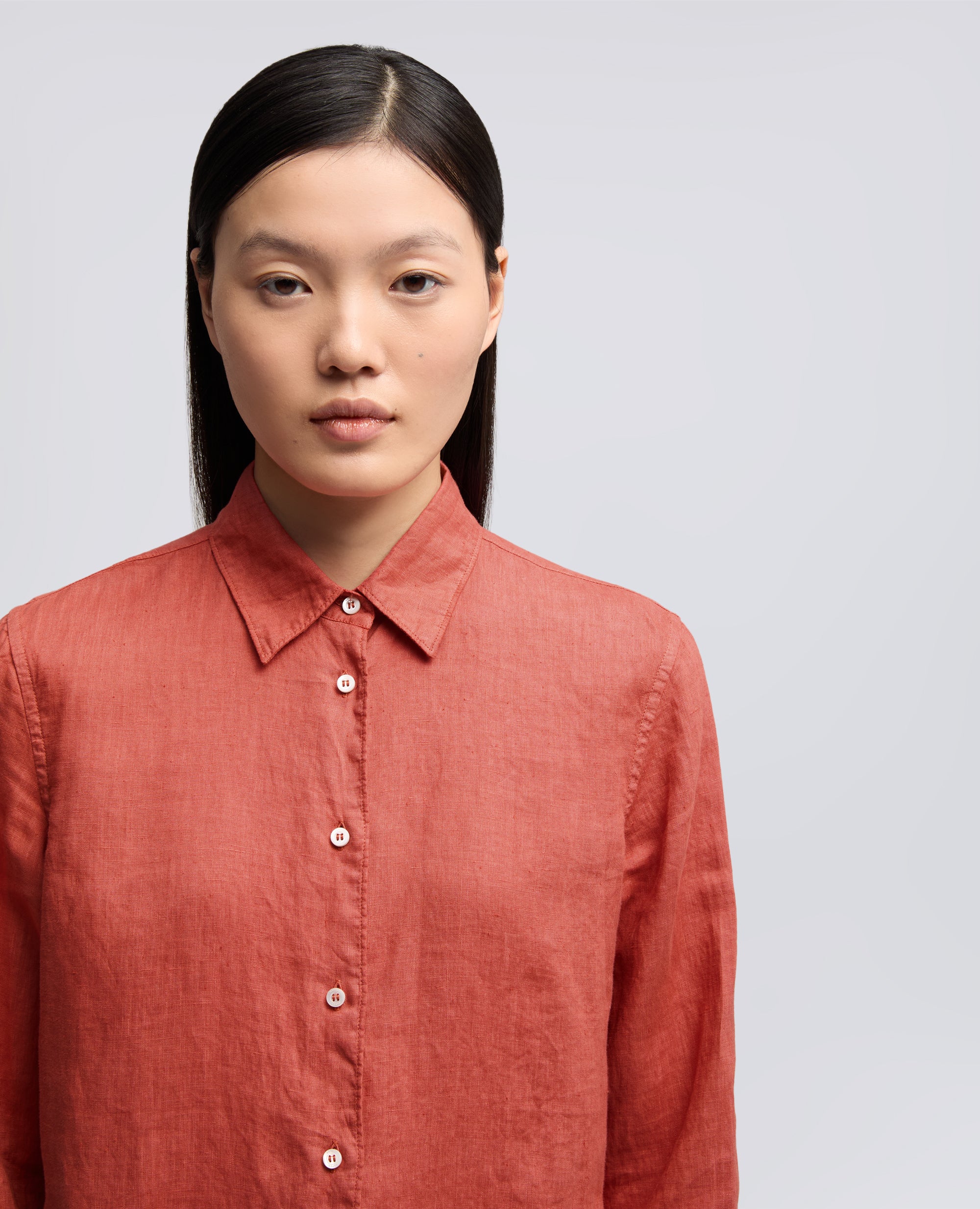 CAMICIA CLASSICA IN LINO LEGGERO TINTO CAPO - ARAGOSTA - Image 4