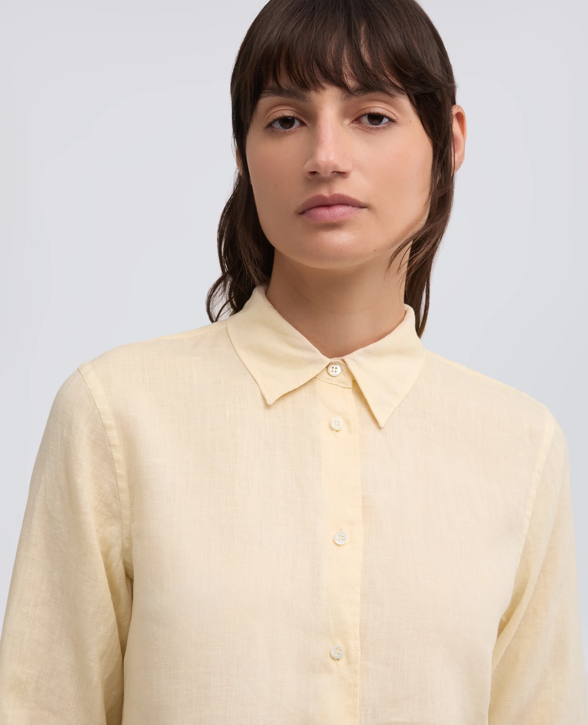 CAMICIA CLASSICA IN LINO LEGGERO TINTO CAPO - NATURALE - Image 4