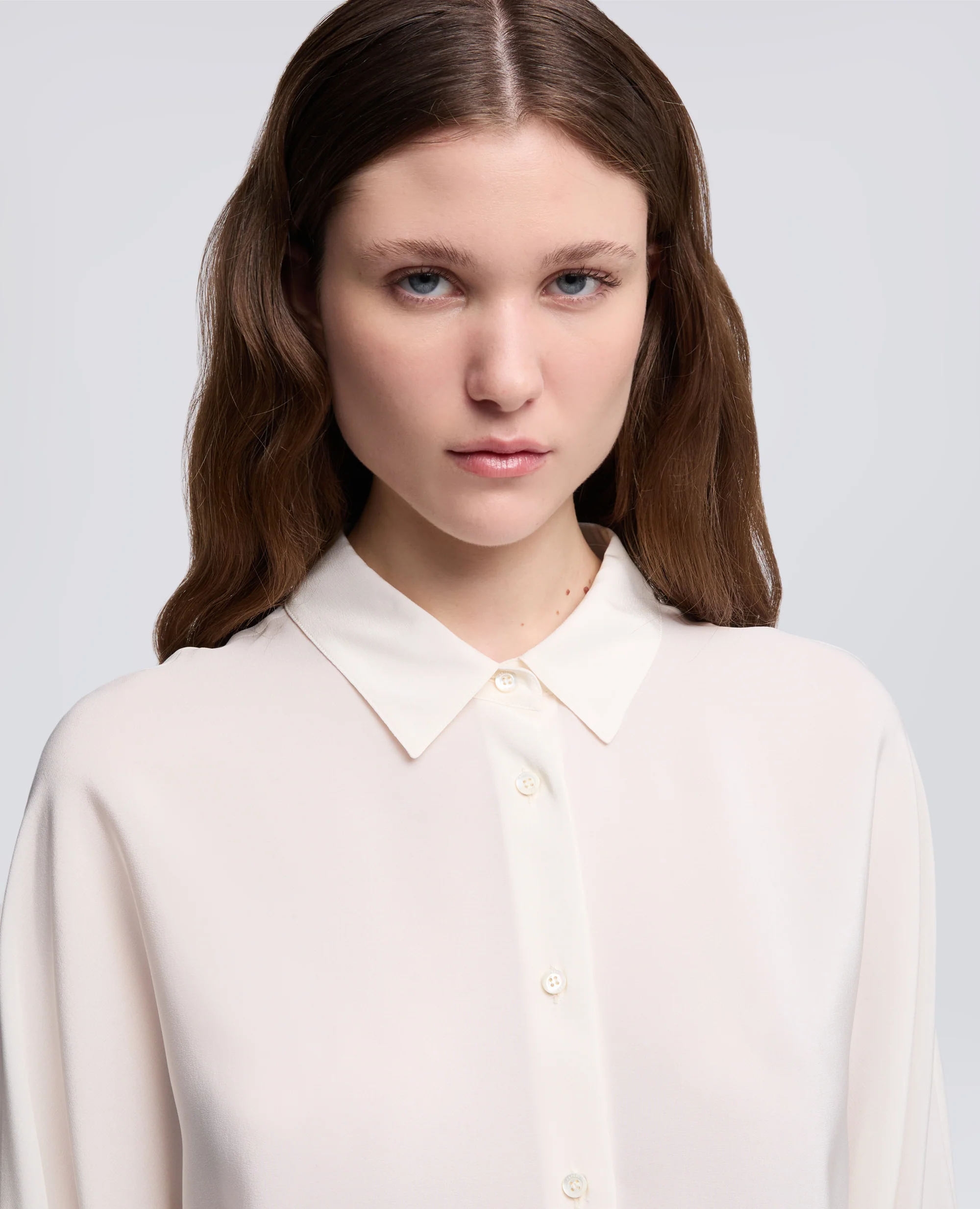 CAMICIA IN CREPE DE CHINE DI SETA - NATURALE - Image 4