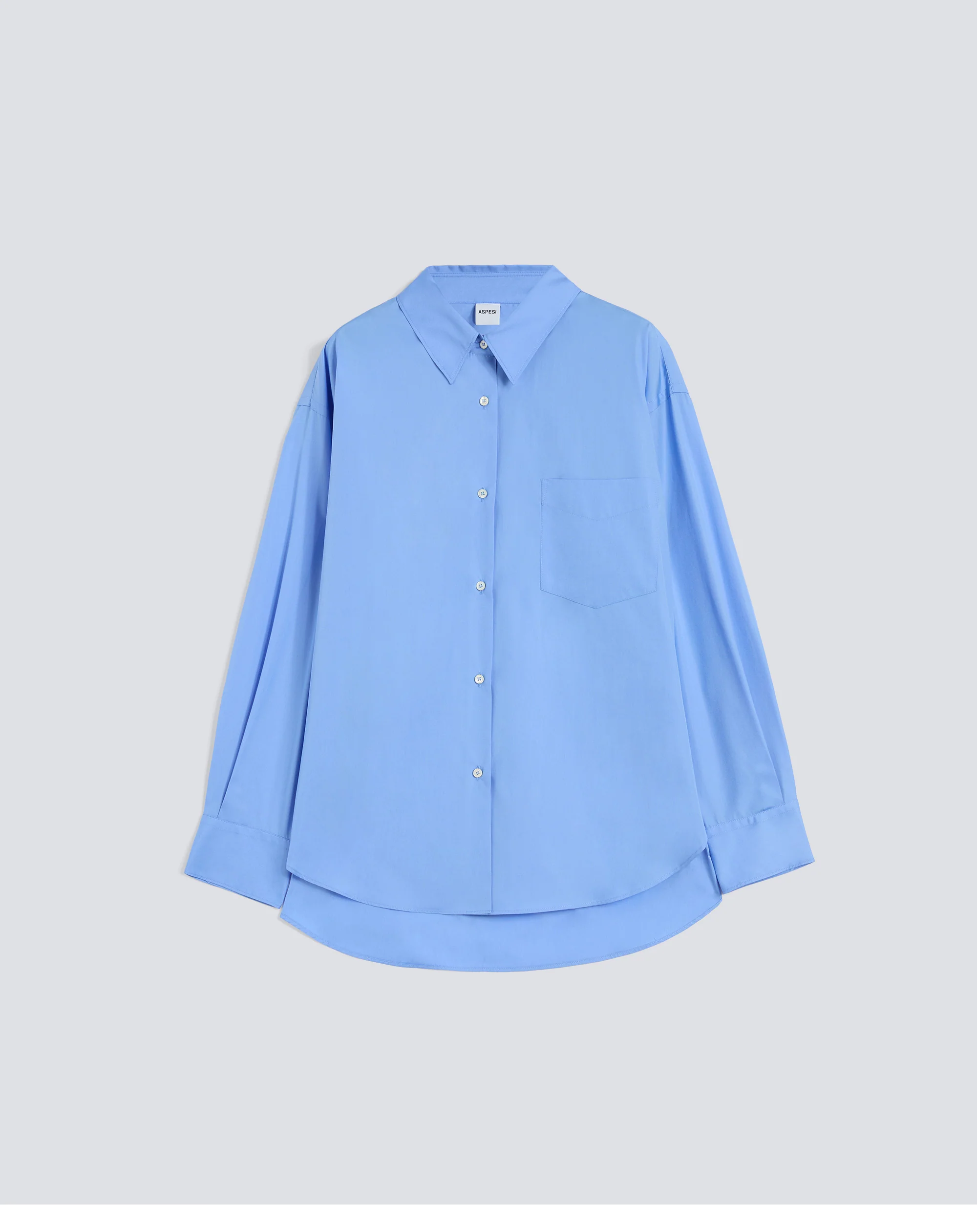 CAMICIA IN POPELINE DI COTONE - AZZURRO