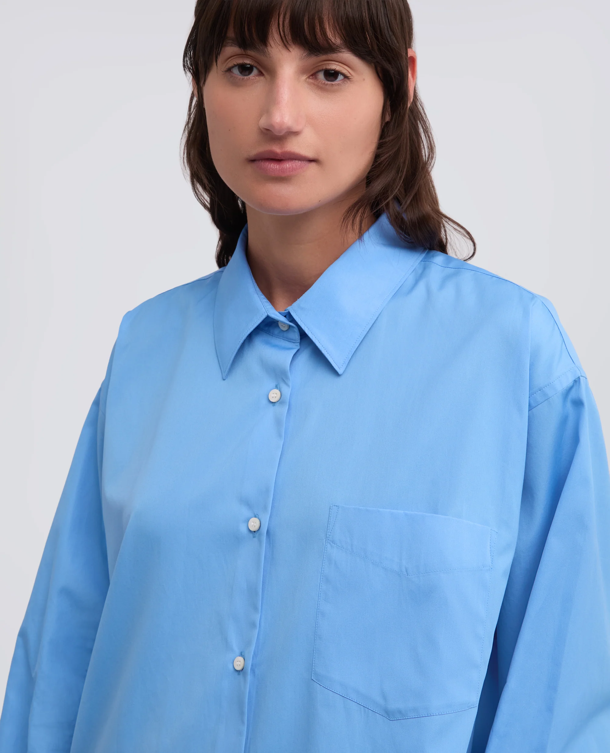 CAMICIA IN POPELINE DI COTONE - AZZURRO - Image 4