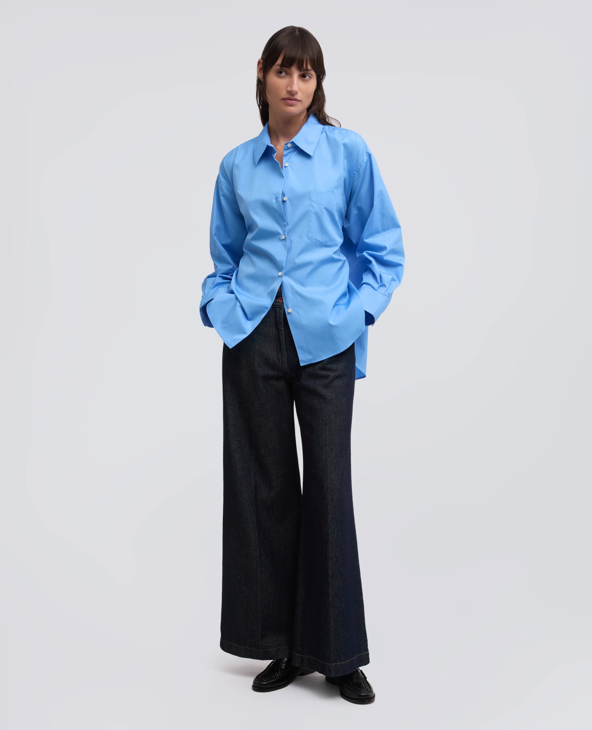 CAMICIA IN POPELINE DI COTONE - AZZURRO - Image 5