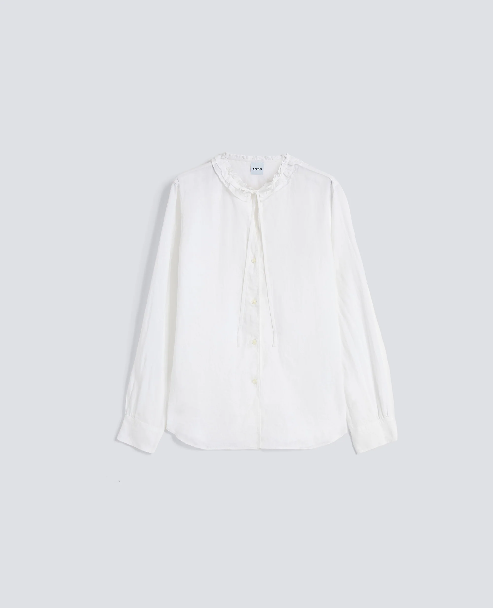 CAMICIA GIROCOLLO IN LINO - BIANCO
