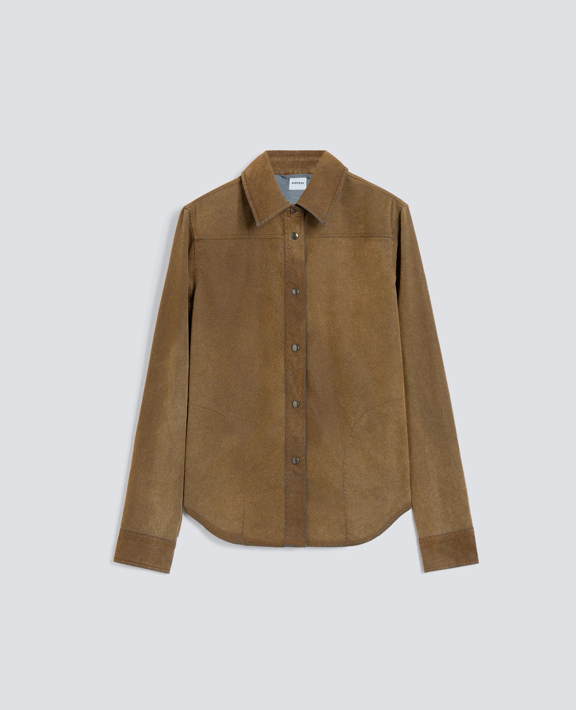 CAMICIA IN CHAMBRAY FLOCCATO EFFETTO PELLE - COLONIALE