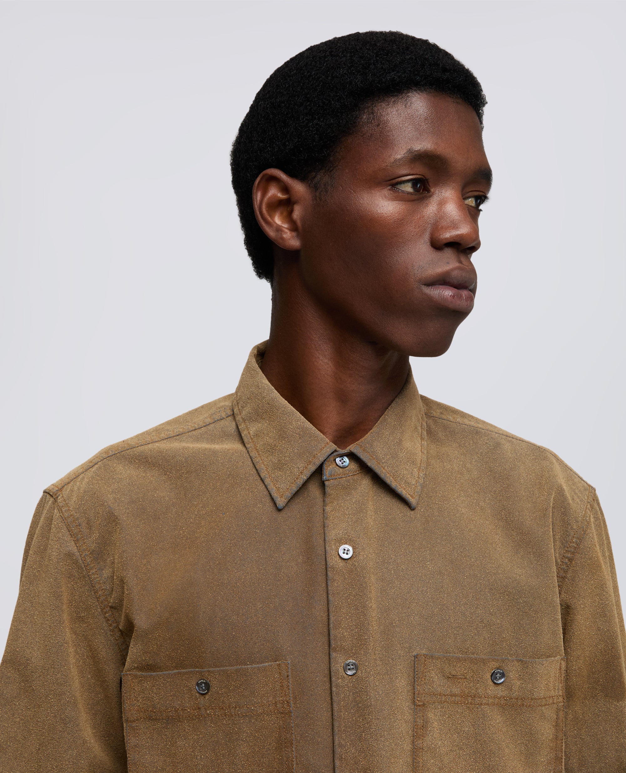 CAMICIA DA LAVORO IN CHAMBRAY FLOCCATO CON PELLE RICICLATA - COLONIALE - Image 4