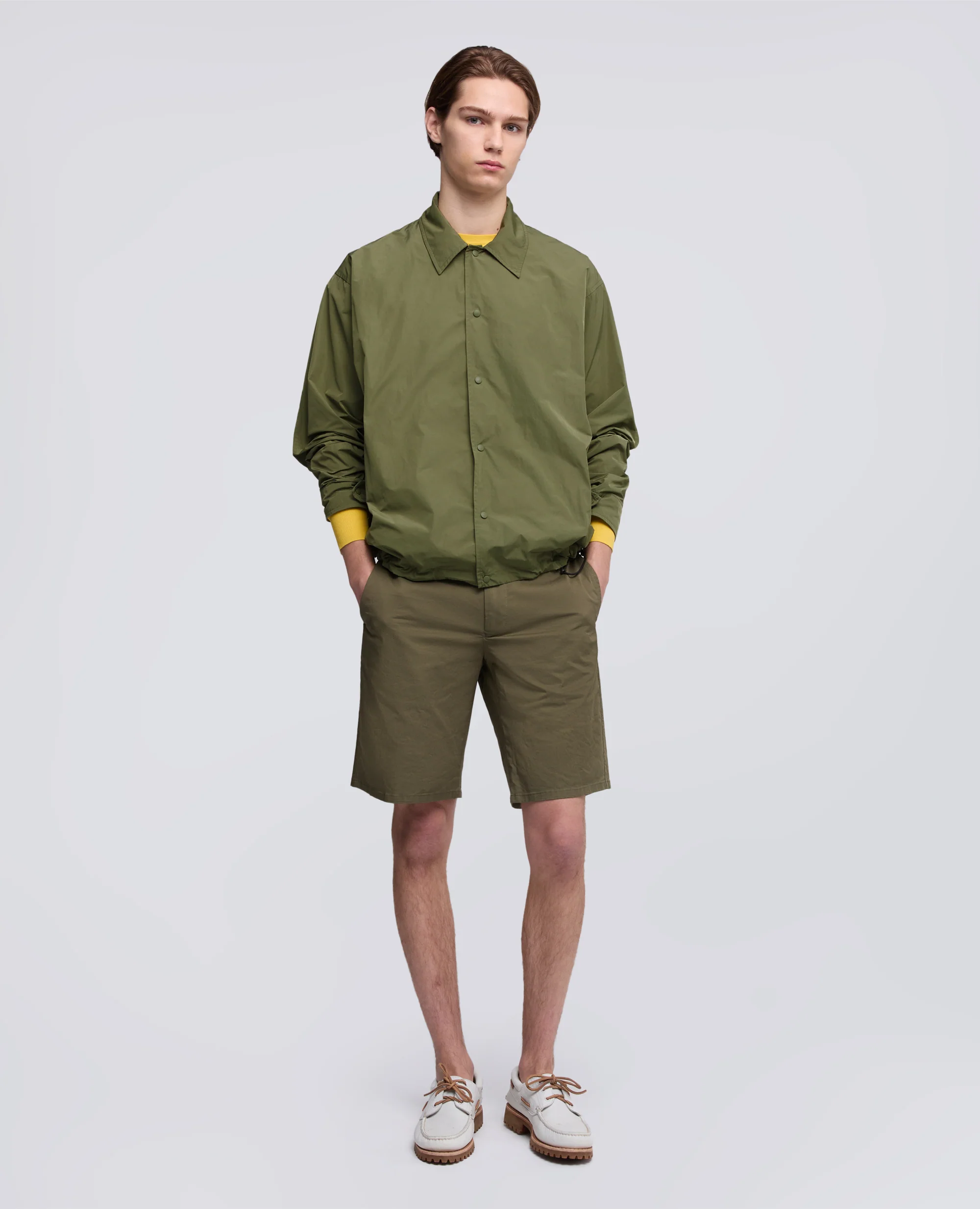 CAMICIA IN TAFFETA FODERATA IN NYLON LEGGERO - VERDE - Image 2