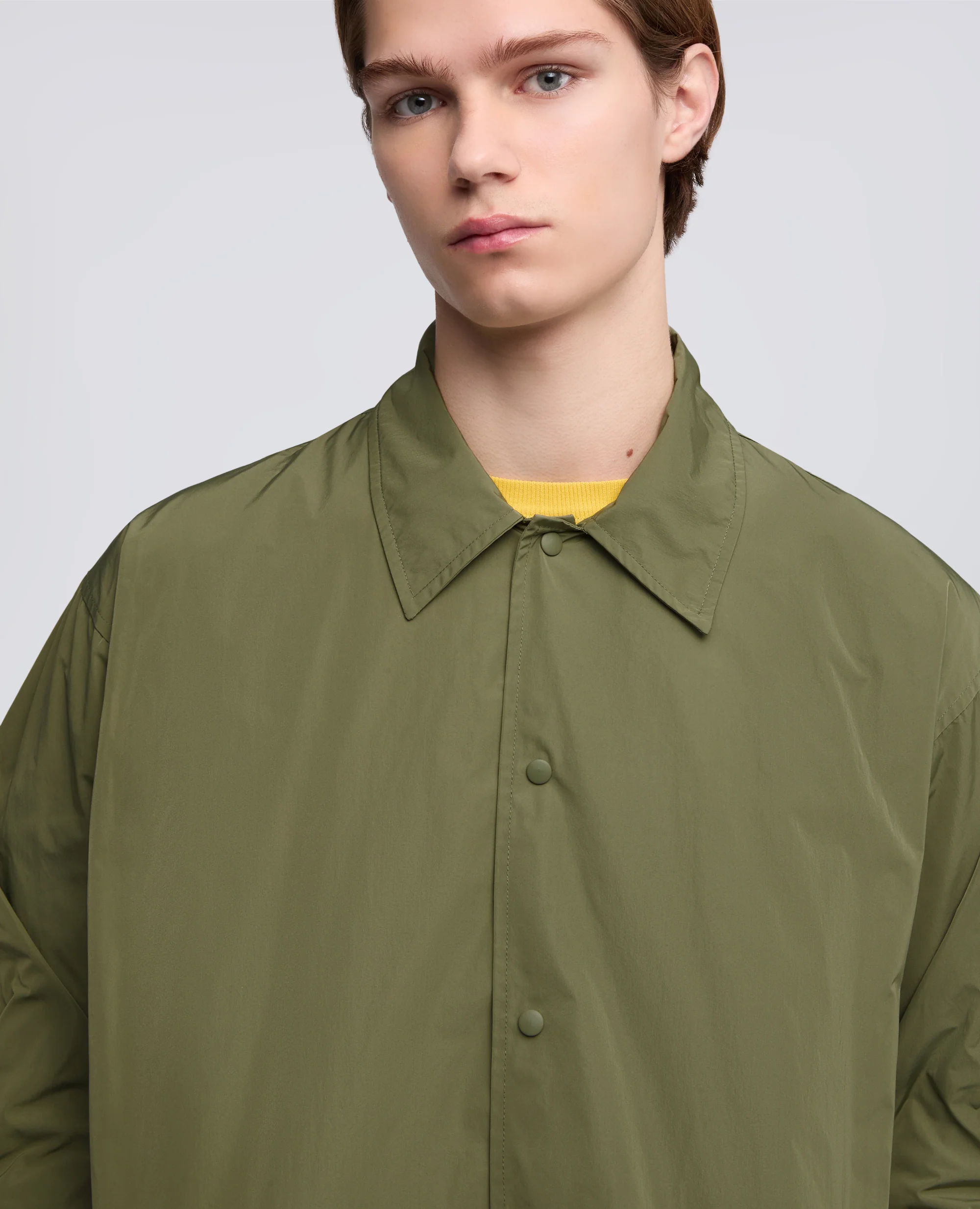 CAMICIA IN TAFFETA FODERATA IN NYLON LEGGERO - VERDE - Image 4