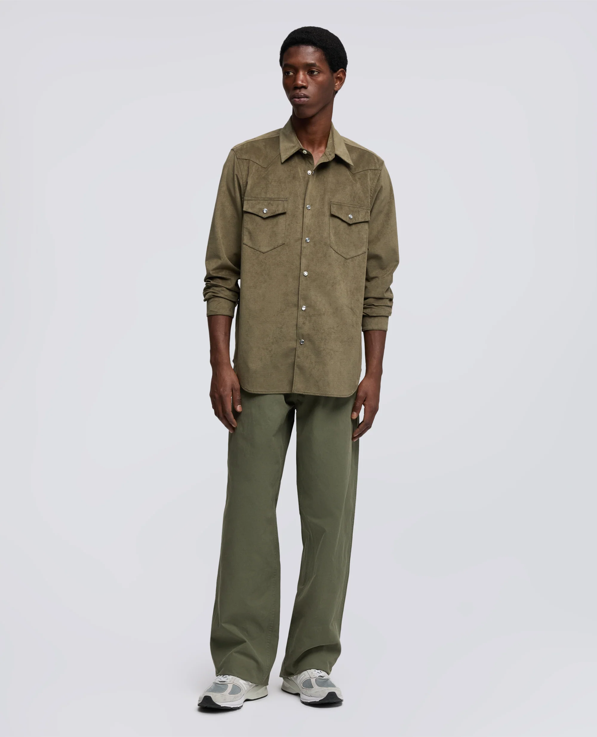 CAMICIA WEST IN ALCANTARA® TECNICA - OLIVA - Image 2