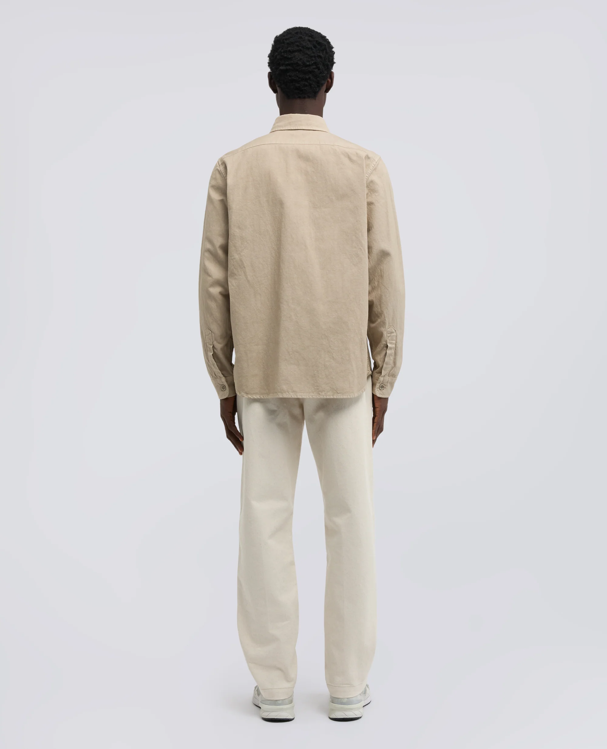 CAMICIA UTILITY IN TELA RUSTICA DI COTONE-LINO - BEIGE - Image 3