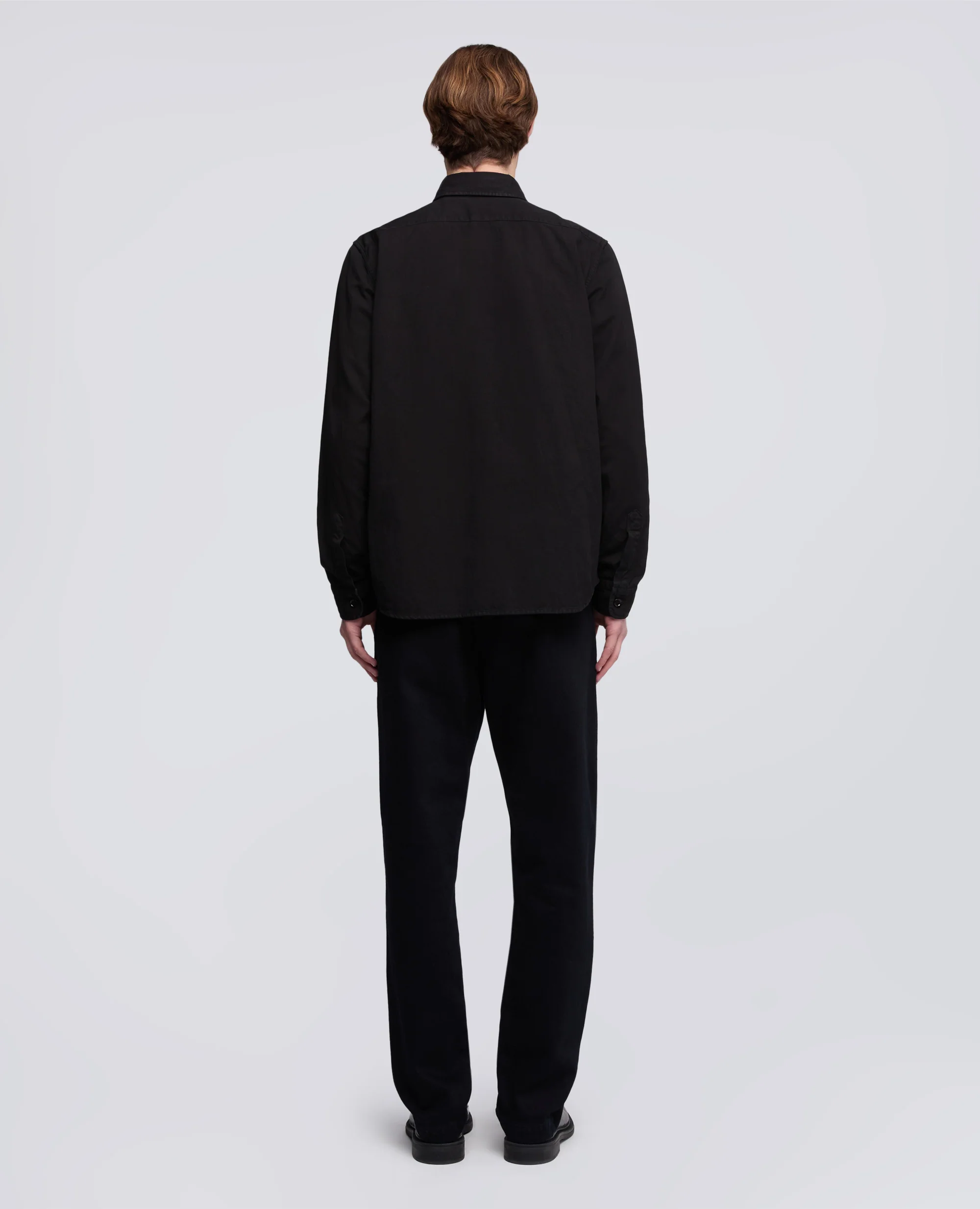 CAMICIA UTILITY IN TELA RUSTICA DI COTONE-LINO - NERO - Image 3