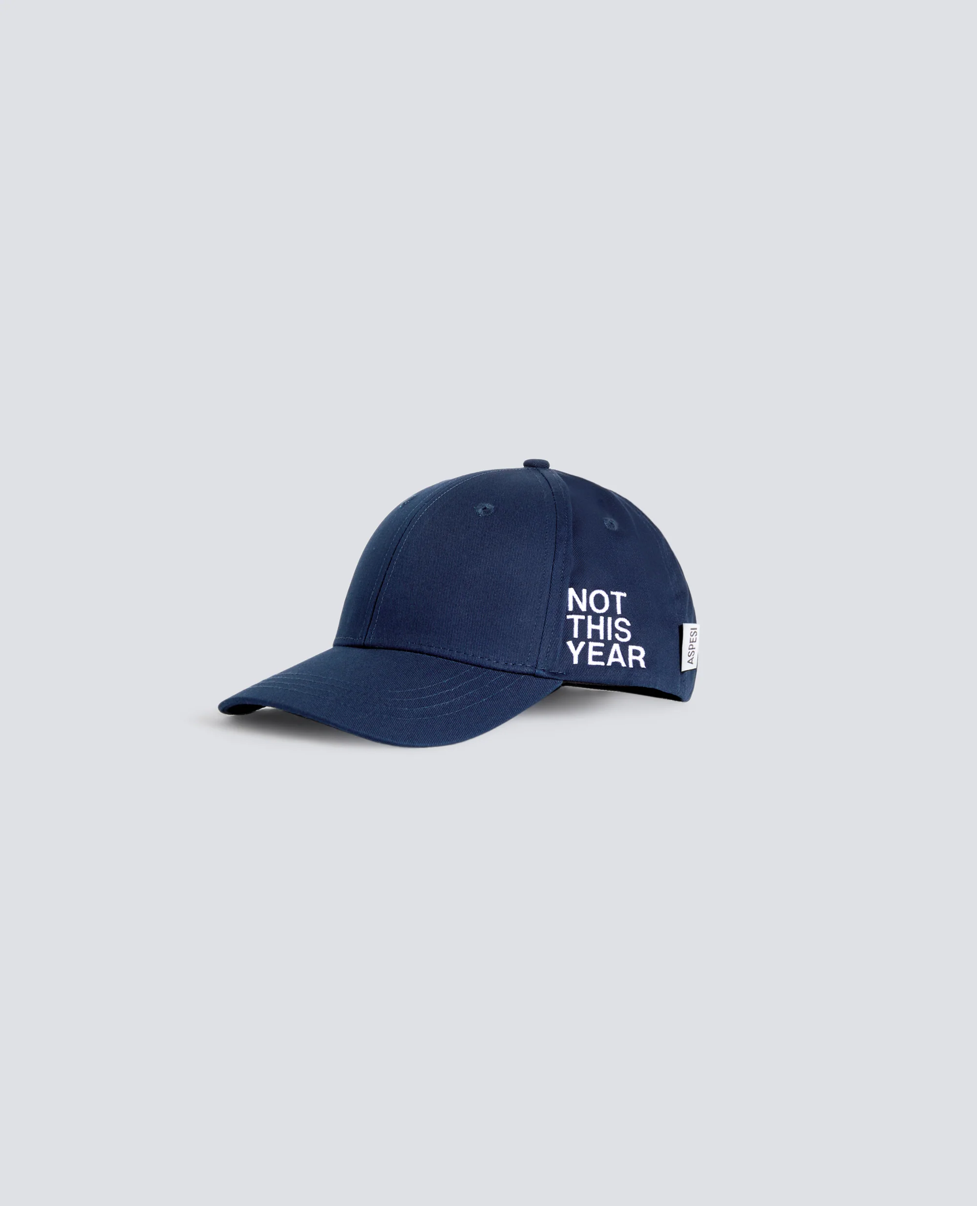CAPPELLO IN GABARDINE DI COTONE CON LETTERING "NOT THIS YEAR" - BLU NAVY