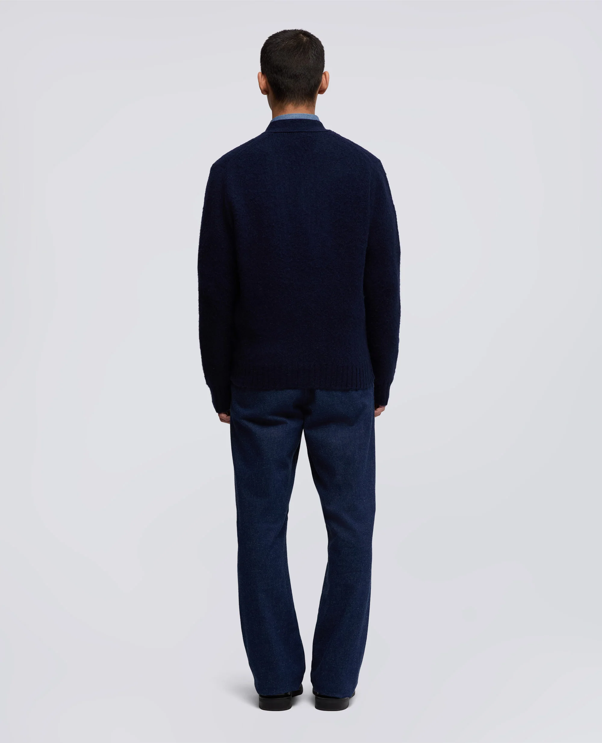 CARDIGAN IN LANA SHETLAND - NAVY - Image 3