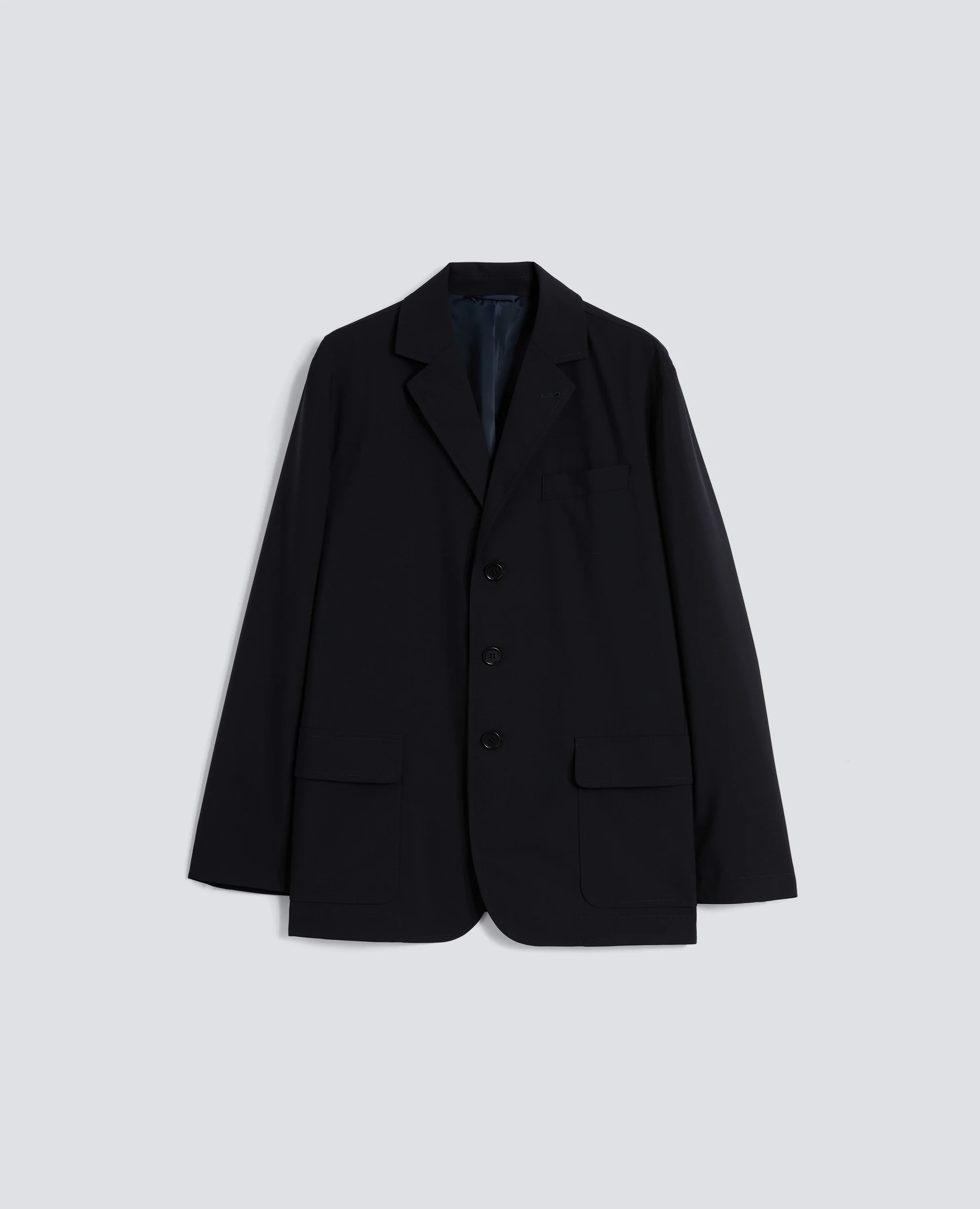 BLAZER IN LANA-POLIESTERE COMFORT - BLU/BLACK