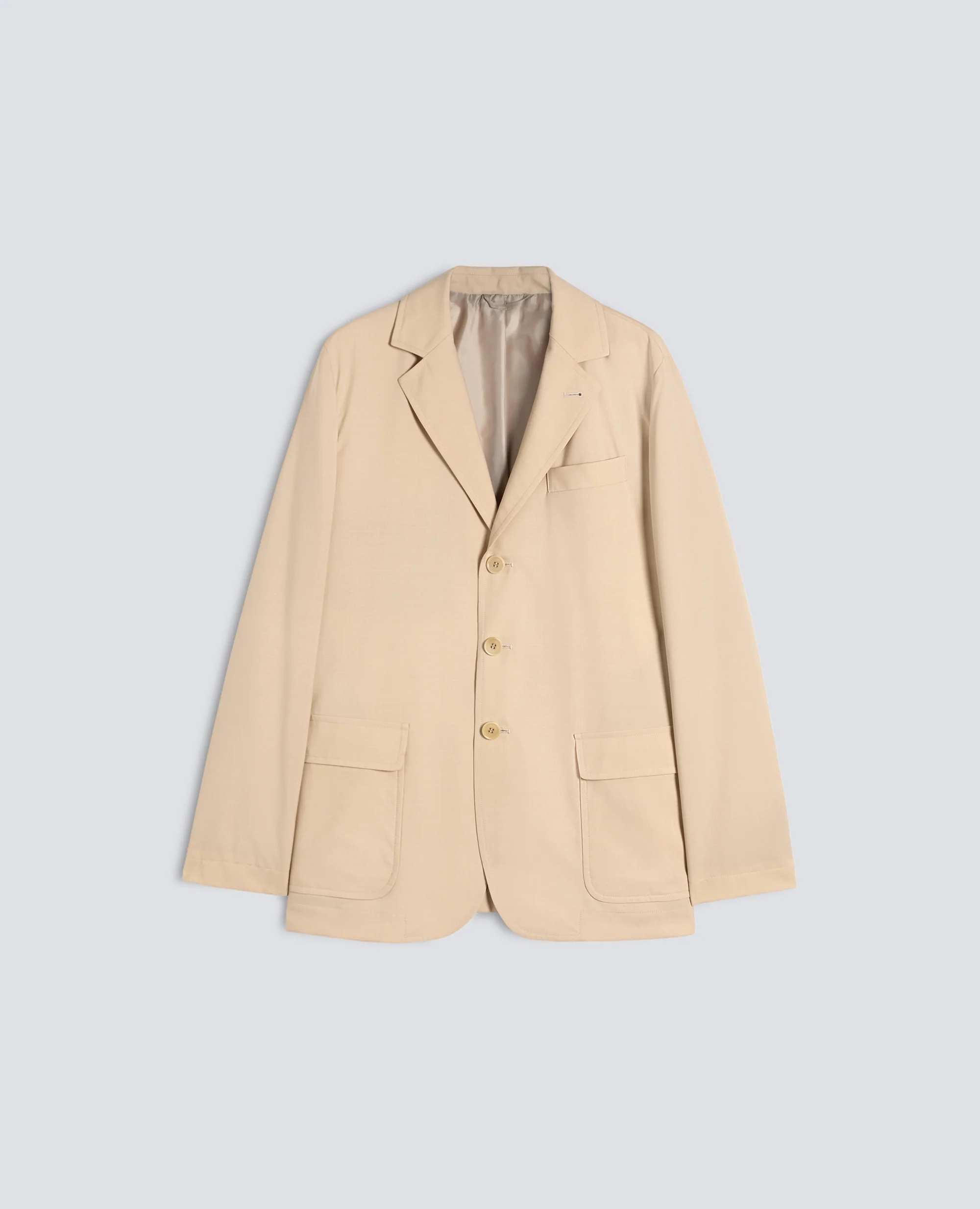 BLAZER IN LANA-POLIESTERE COMFORT - NATURALE