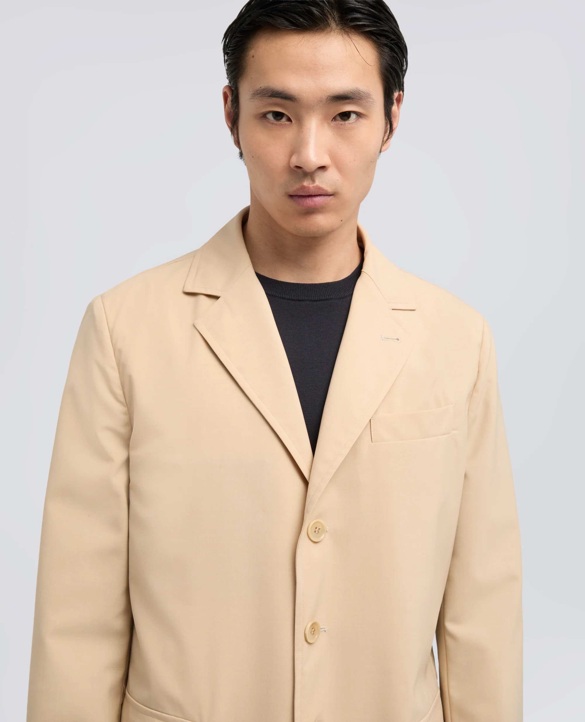 BLAZER IN LANA-POLIESTERE COMFORT - NATURALE - Image 4